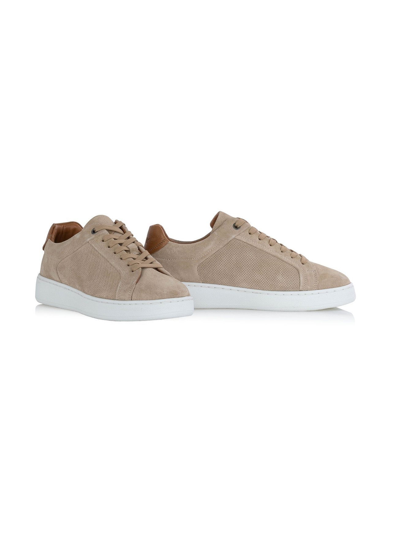 Beige leather men's sneakers BUTYM-0452-81(W24)-02