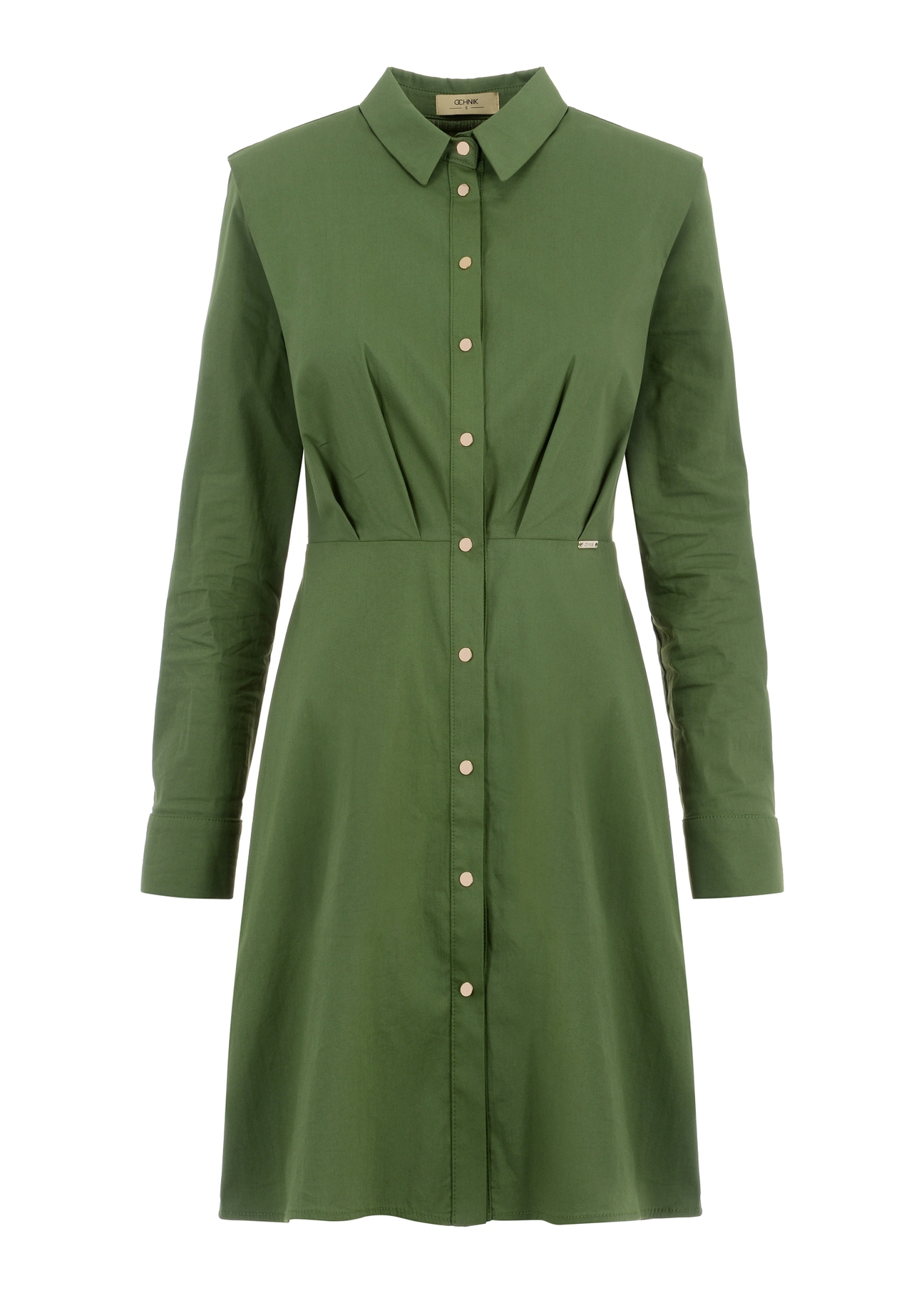 Green dress with collar SUKDT-0161-54(W23)-04