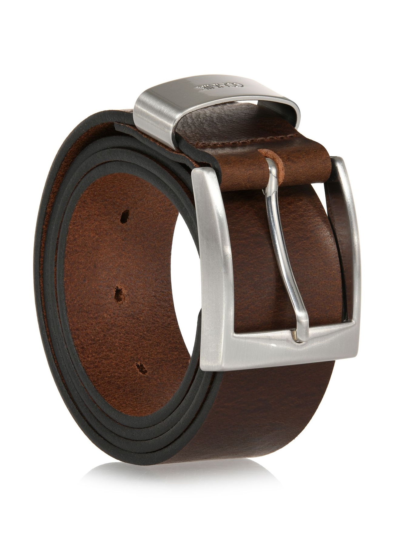Brown smooth leather men's belt PASMS-0163A-89(W24)-02