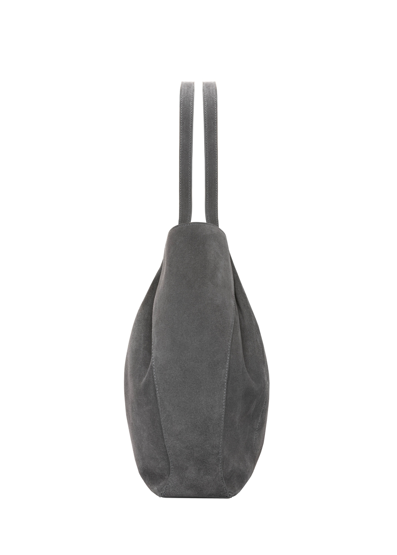 Women's suede graphite shopper bag TORES-1358-9D(Z26), side product view on a white background.
