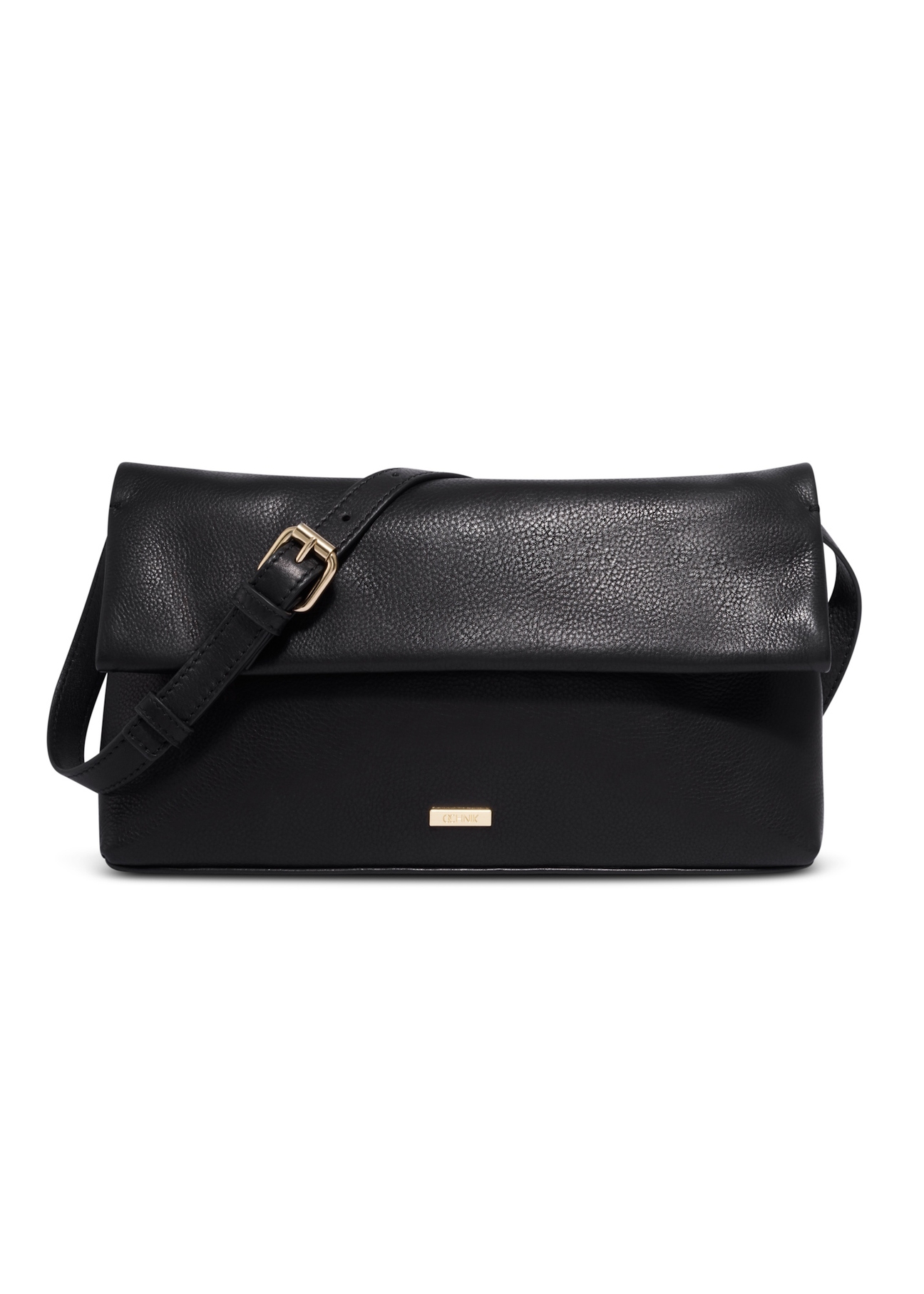 Women's leather handbag in black color TORES-1375-99(Z26), front product view on white background.