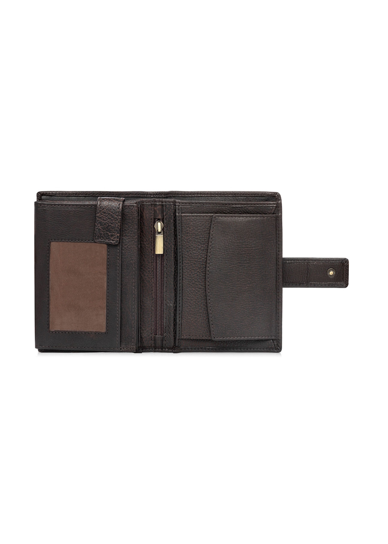 Men's brown leather wallet PORMS-0686-1I(W26), product view inside on white background.