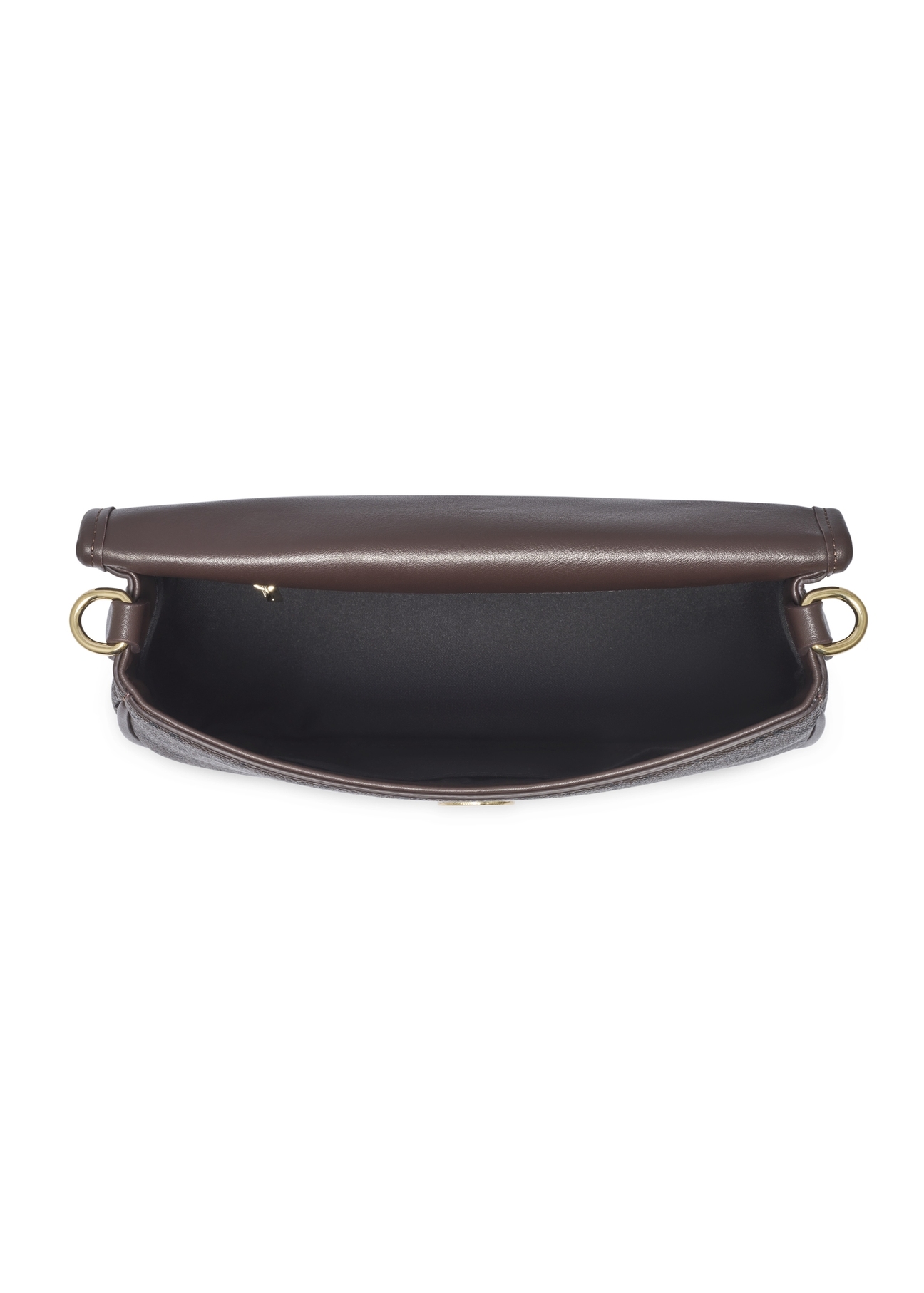 Brown messenger bag with monogram TOREC-1300-1P(Z26), product view inside on white background.
