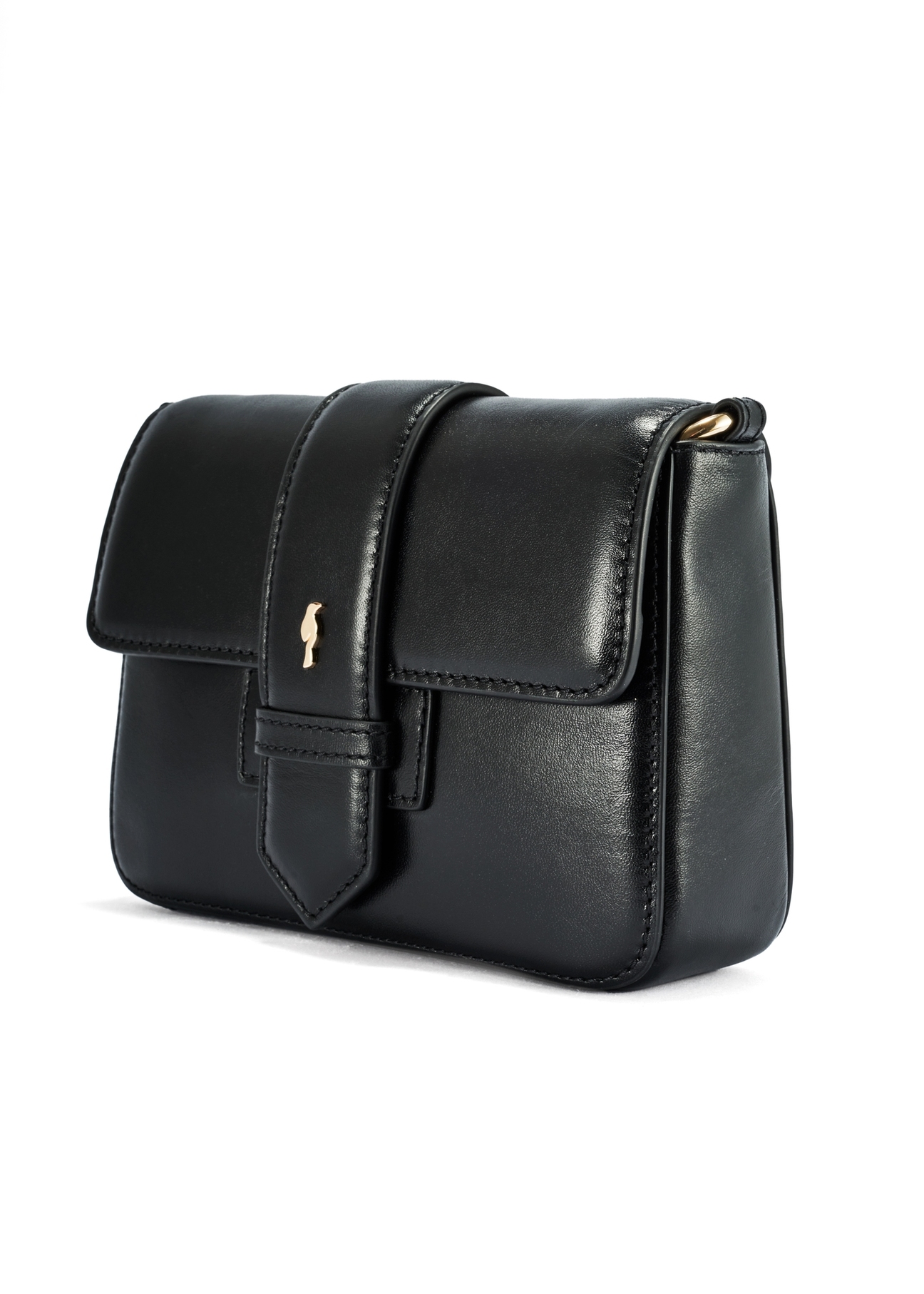 Black small leather handbag TORES-1150-99(Z25), diagonal product view on white background.