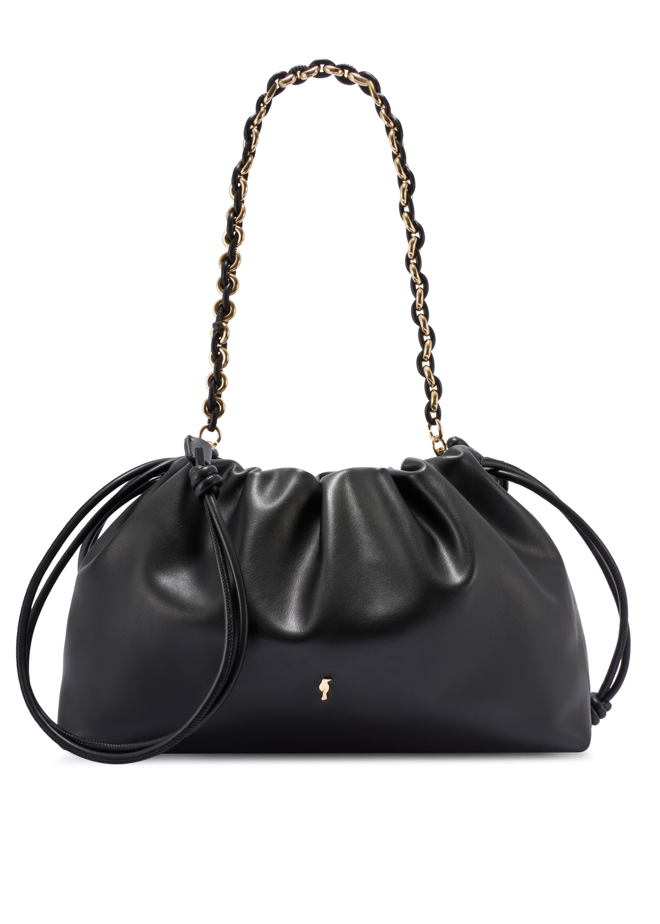 Black bucket bag TOREC-1215-99(W26) - front product view, on white background.