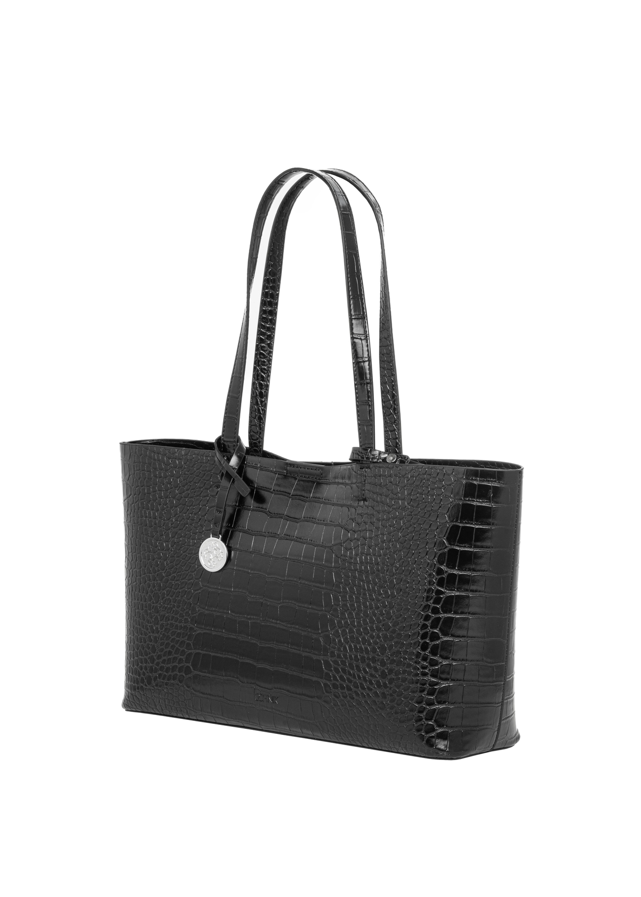 Black croco women's handbag TOREC-1258-9G(Z26), diagonal product view on a white background.
