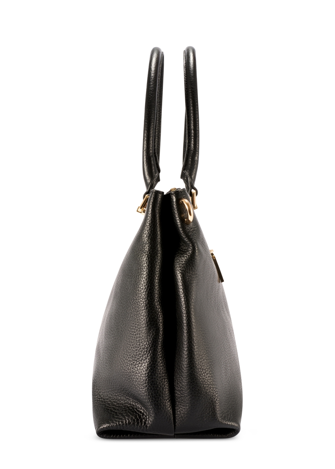 Leather black women's shopper handbag TORES-1204-9I(W26), product view from the side on a white background.
