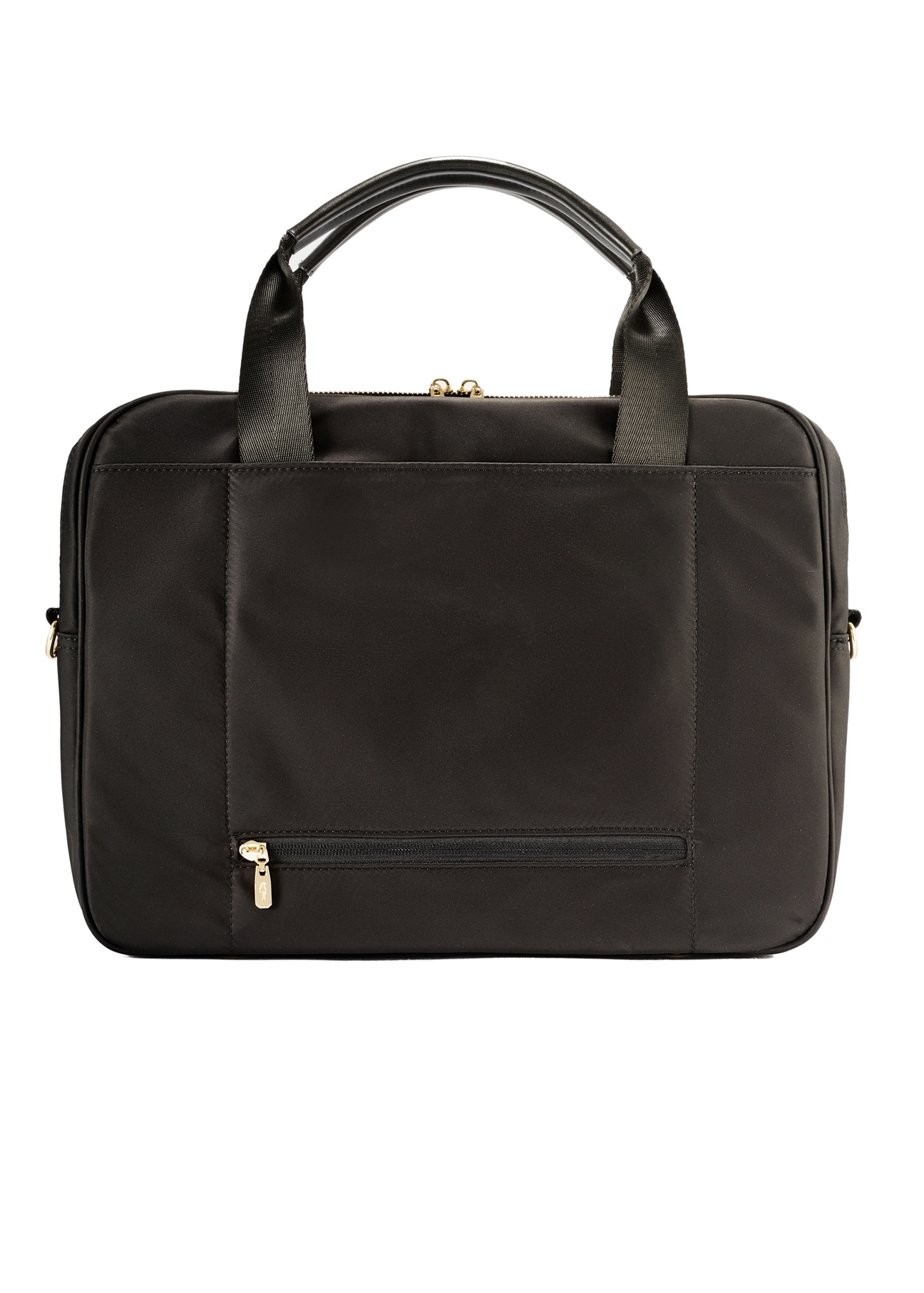 Black spacious women's laptop bag TOREN-0320-99(Z25), product view from the back on a white background.