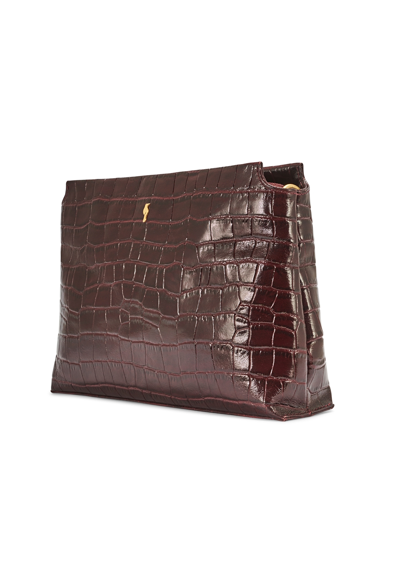 Burgundy croco women's handbag TORES-1159E-49(Z25), diagonal product view on a white background.