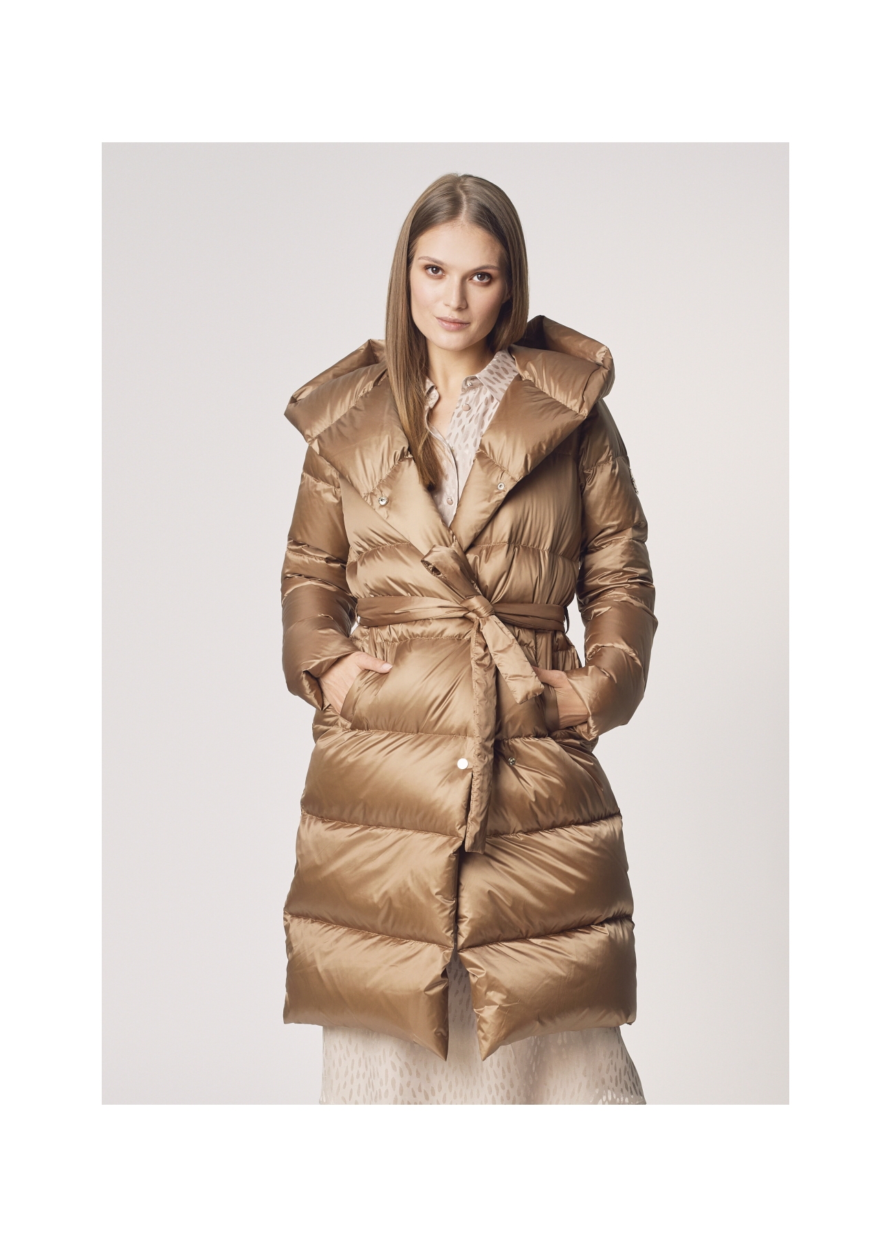 Women's beige winter jacket KURDT-0332-82(Z21)-01
