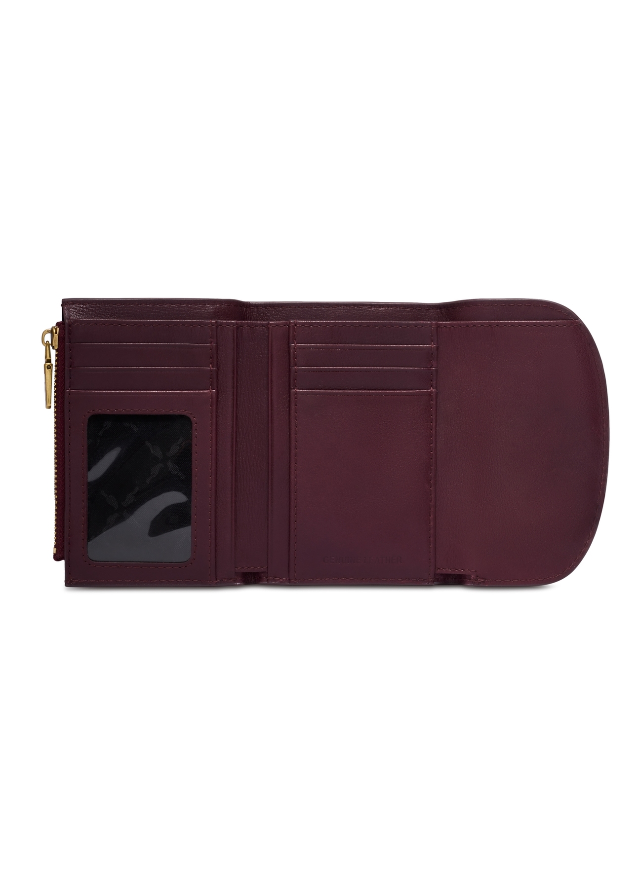 Burgundy leather women's wallet PORES-0996-4D(Z26), product view inside on white background.