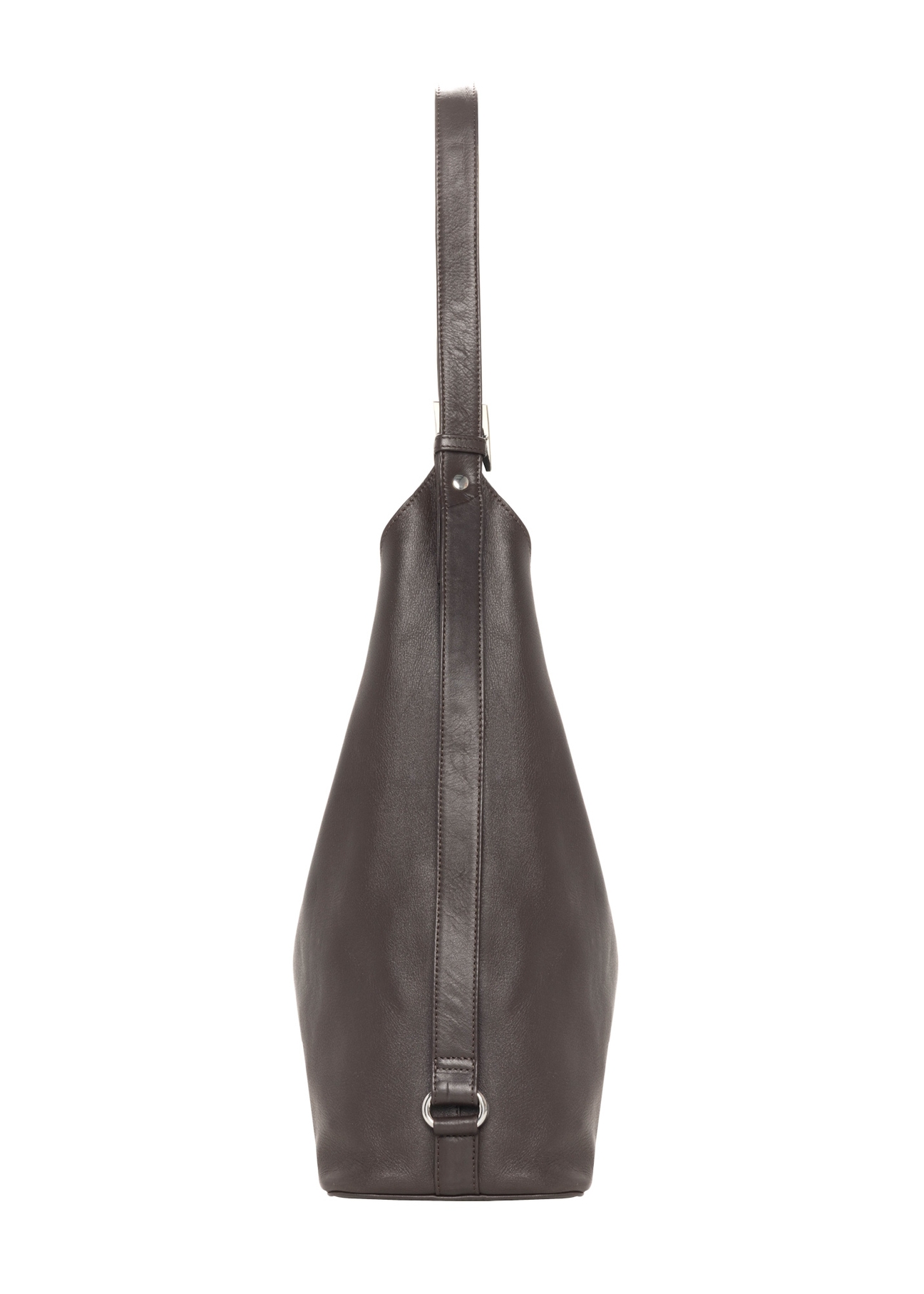 Women's brown leather shopper handbag TORES-1334-1H(Z26), side product view on white background.