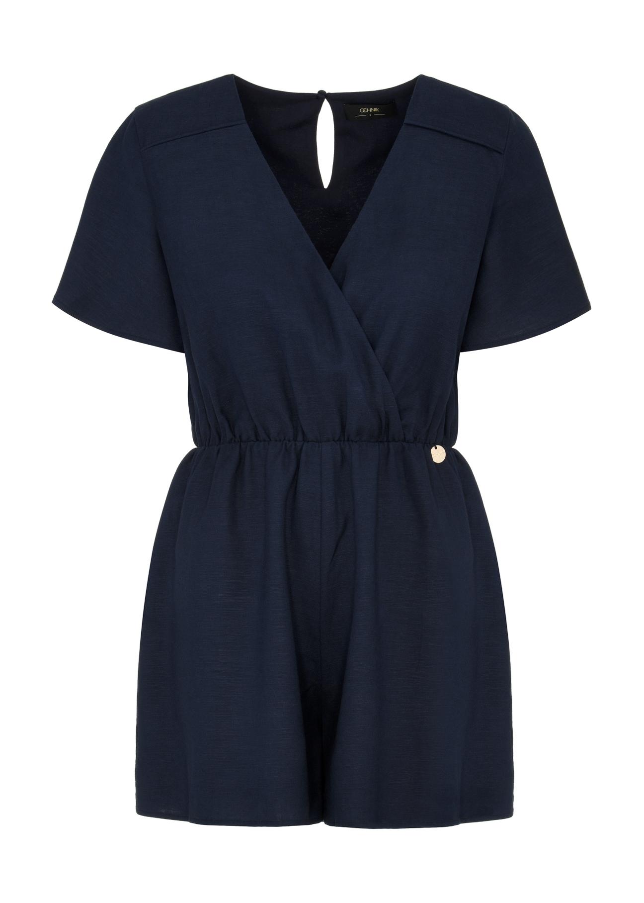 Women's navy blue short jumpsuit KOBDT-0008-69(W24)-03