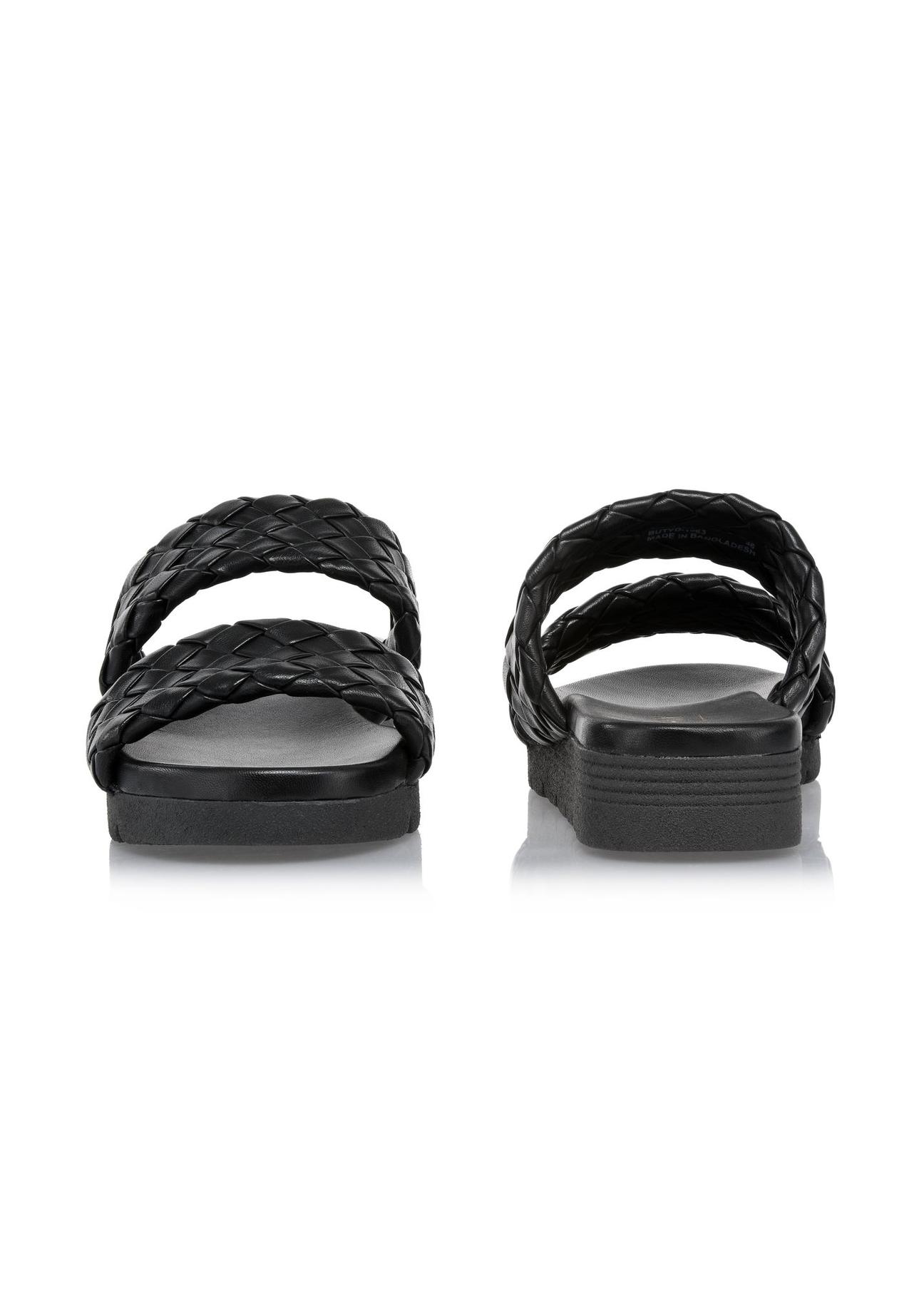 Black leather platform flip-flops BUTYD-1063-99(W24)-03