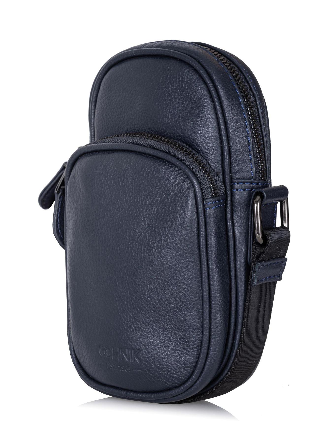 Men's navy blue leather sachet TORMS-0409-69(W24)-02