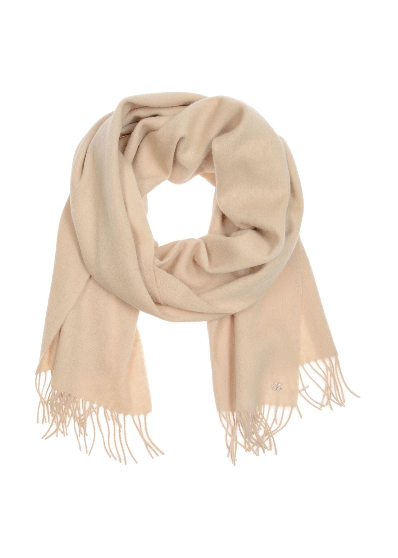 Wool beige women's scarf SZADT-0092-16(Z24)-04