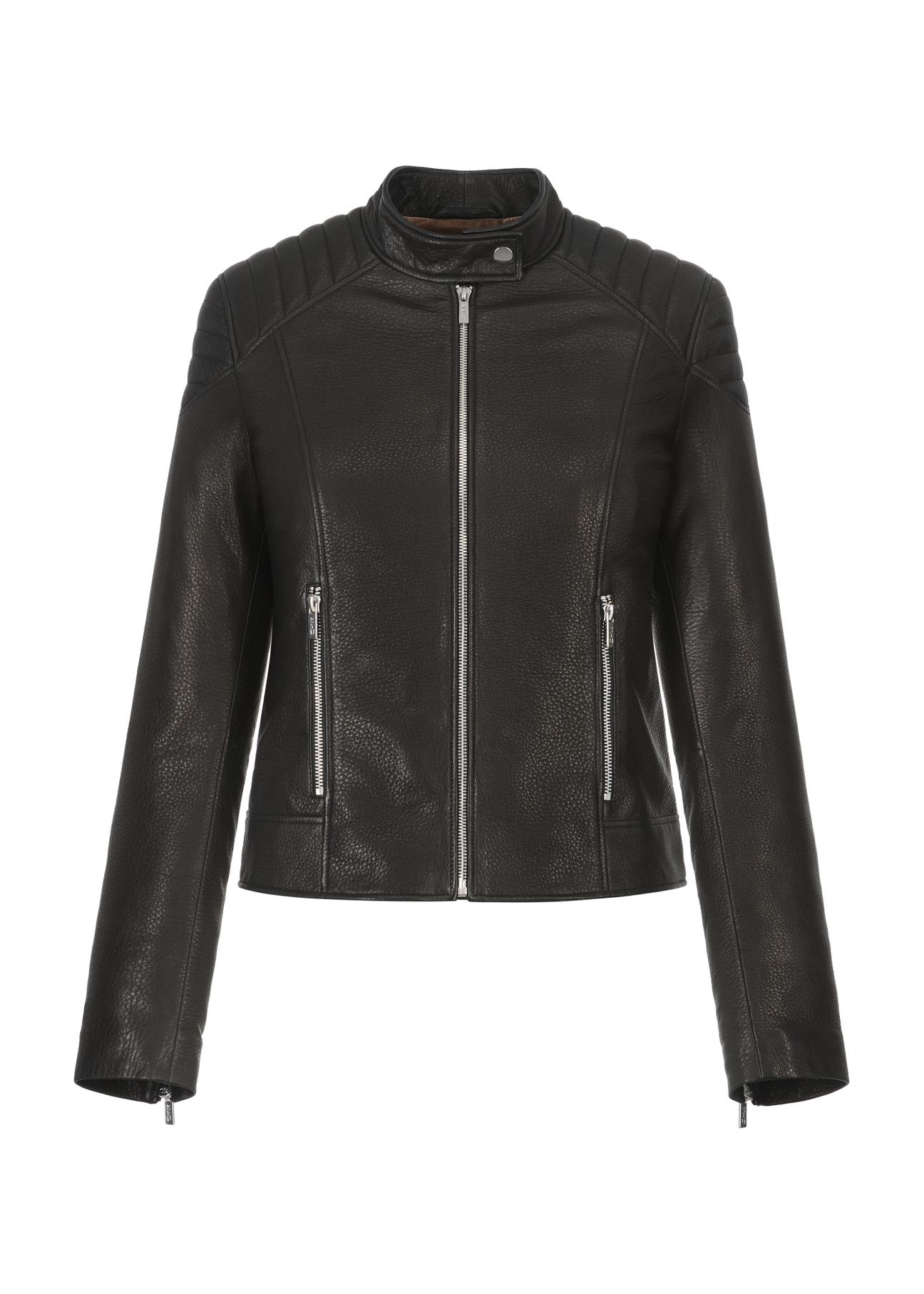 Women's black leather jacket KURDS-0436-1313(W23)-04