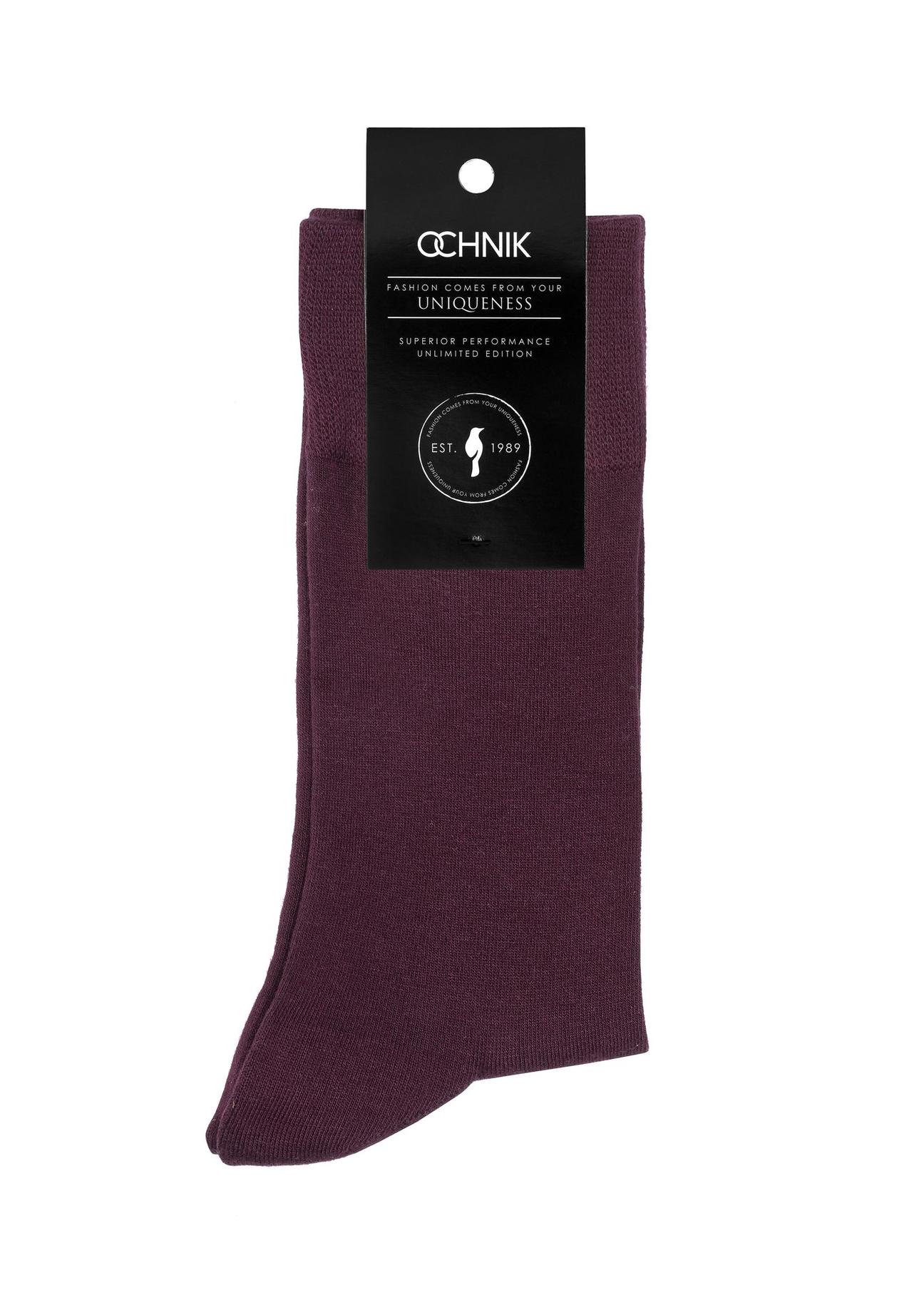 Long maroon men's socks SKAMT-0174-49(Z23)-02