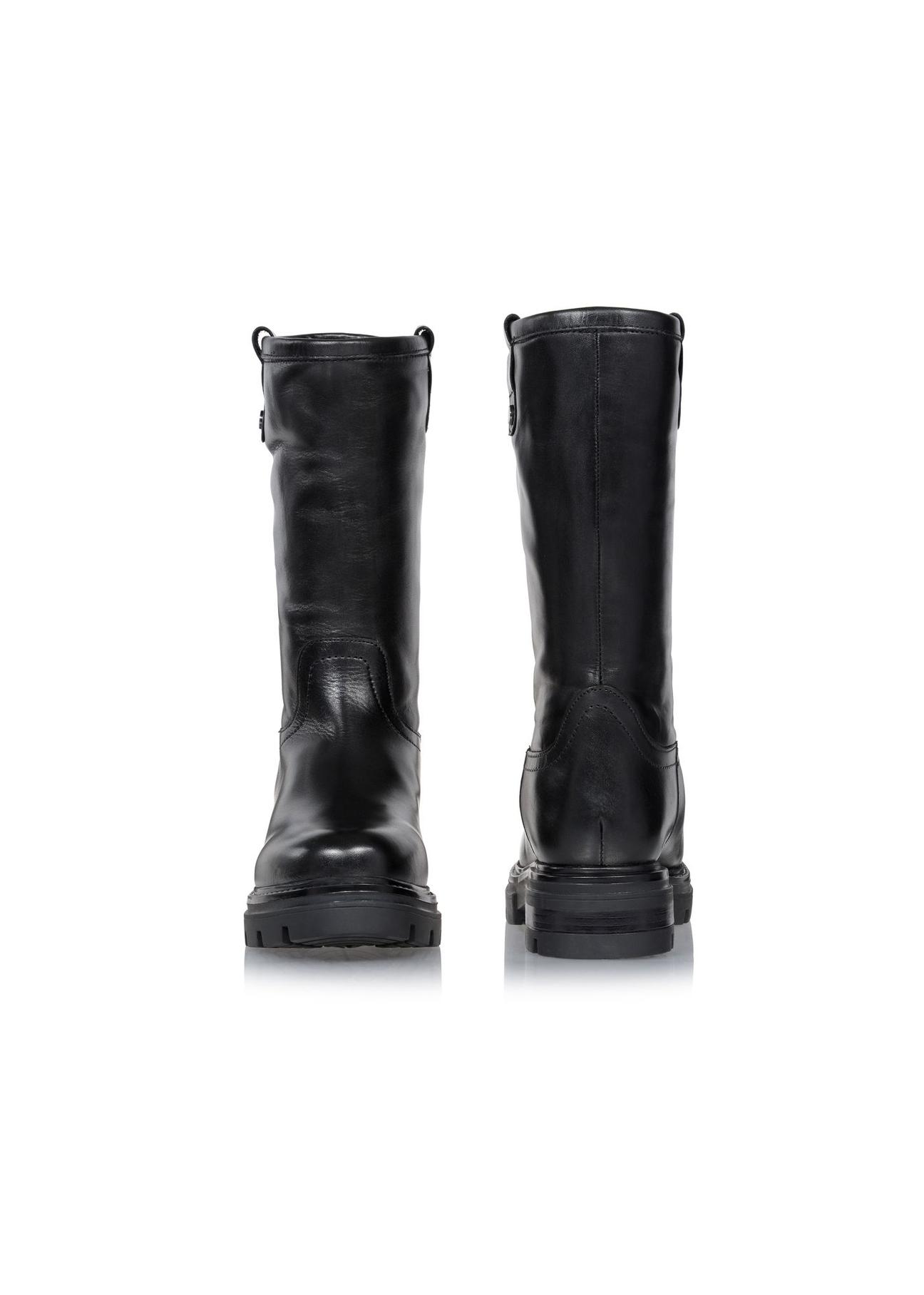 Women's black leather boots BUTYD-1001-99(Z23)-03