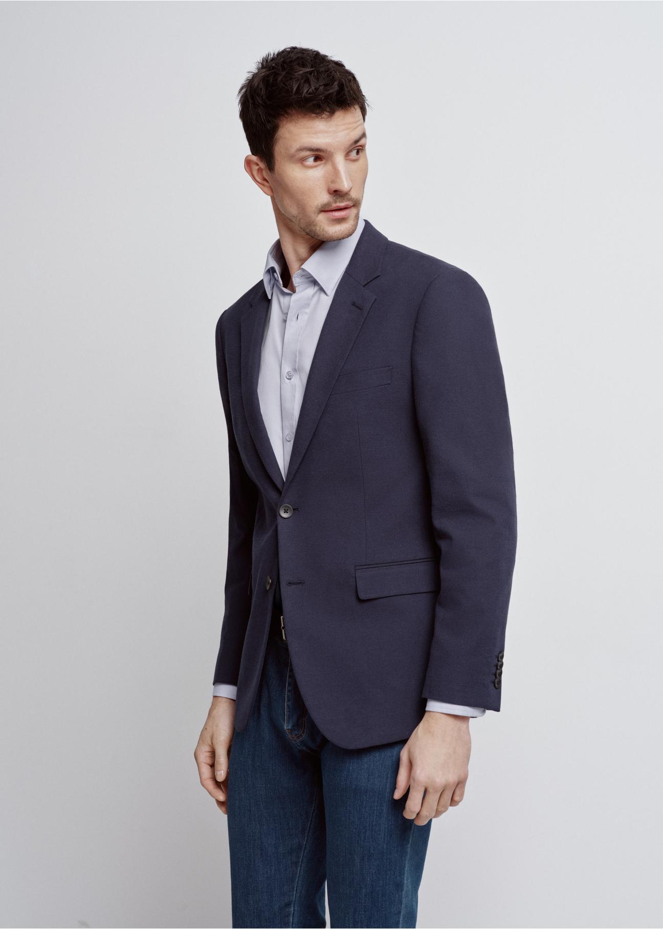 Men's navy blue single-breasted jacket MARMT-0014-69(W24)-03