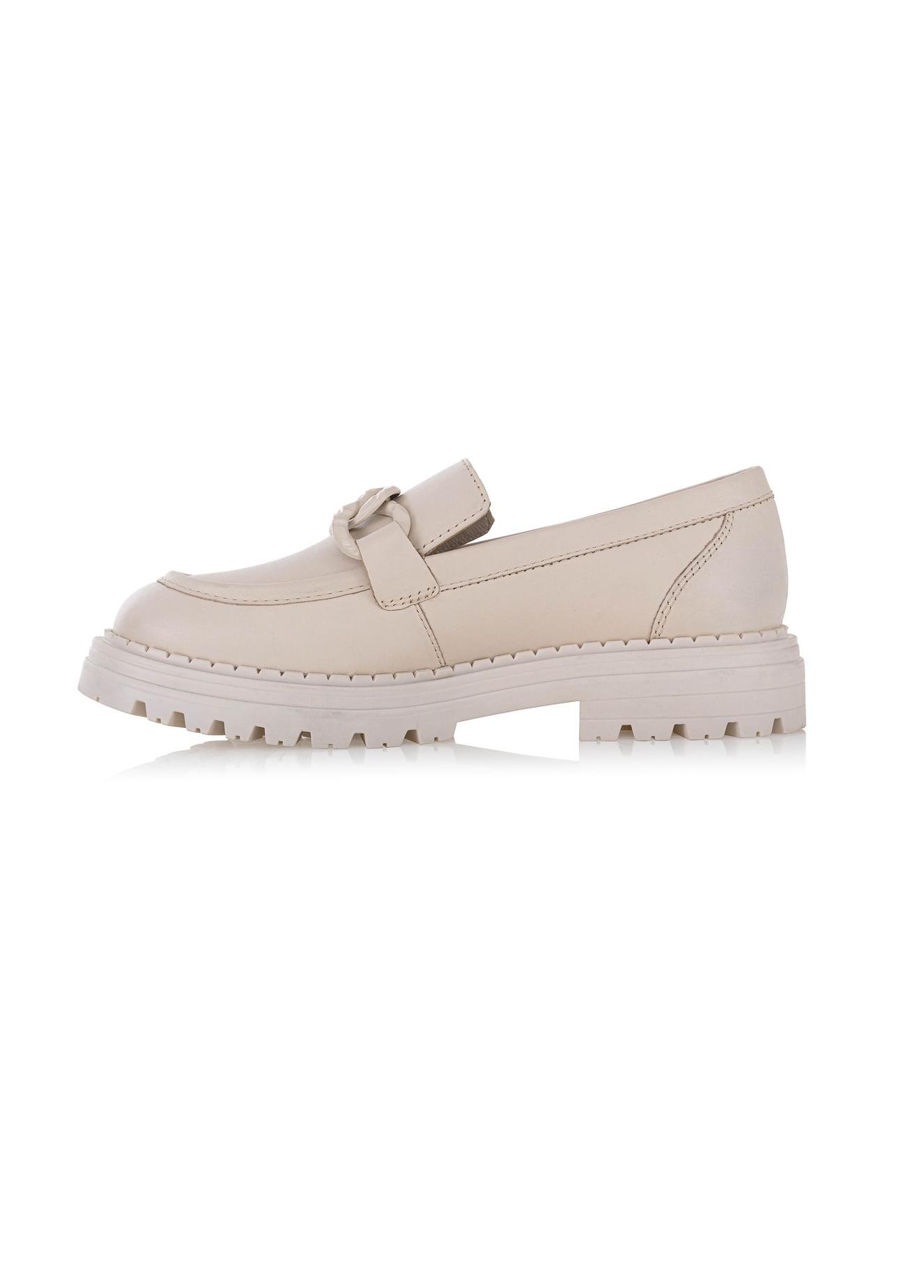 Beige leather women's moccasins BUTYD-1107-80(Z24)-03