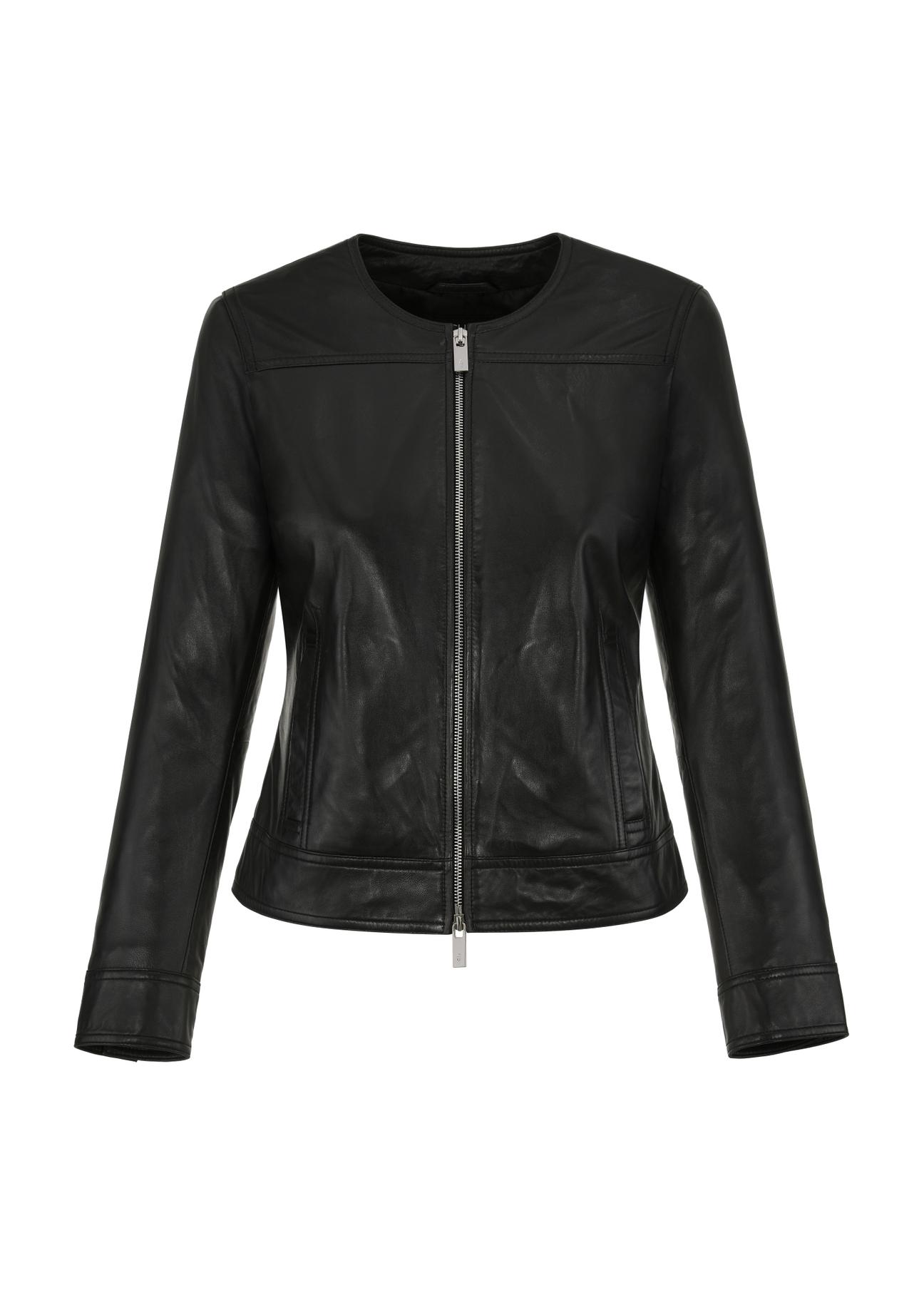 Women's black leather jacket KURDS-0468-5491(W24)-03