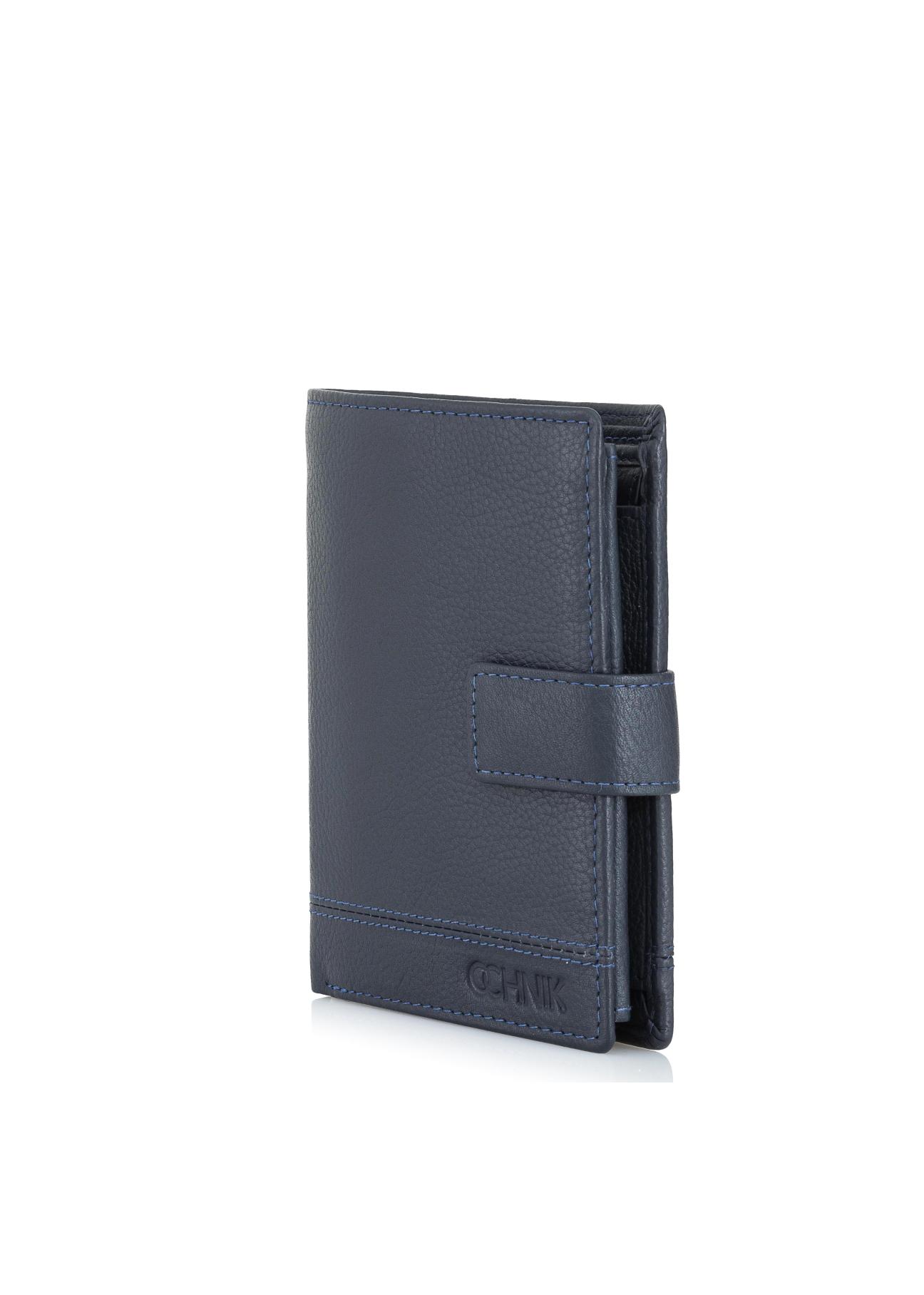 Men's navy blue leather wallet PORMS-0010-69(W24)-06