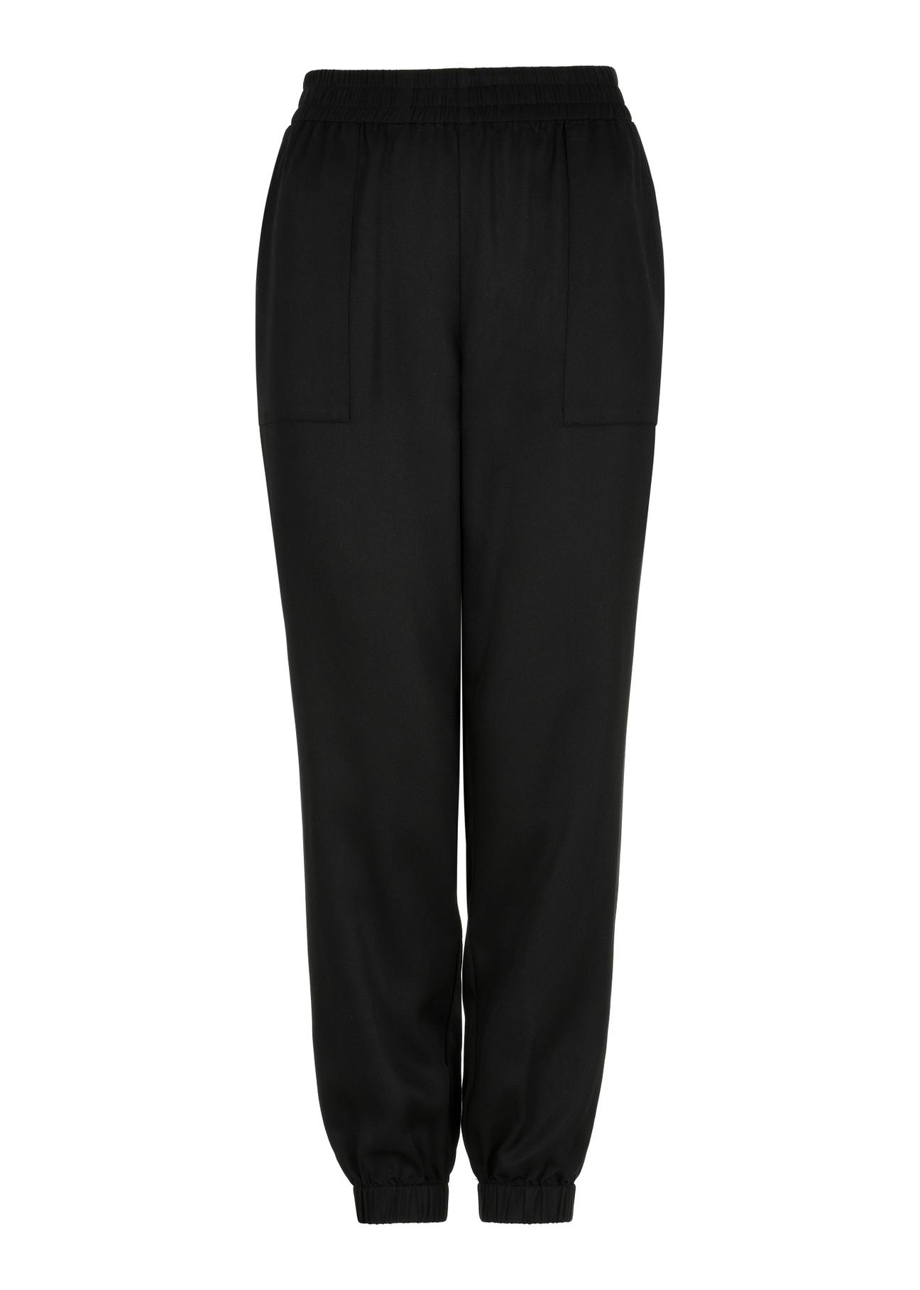 Black women's pants with ribbed cuffs SPODT-0093-99(W24)-03