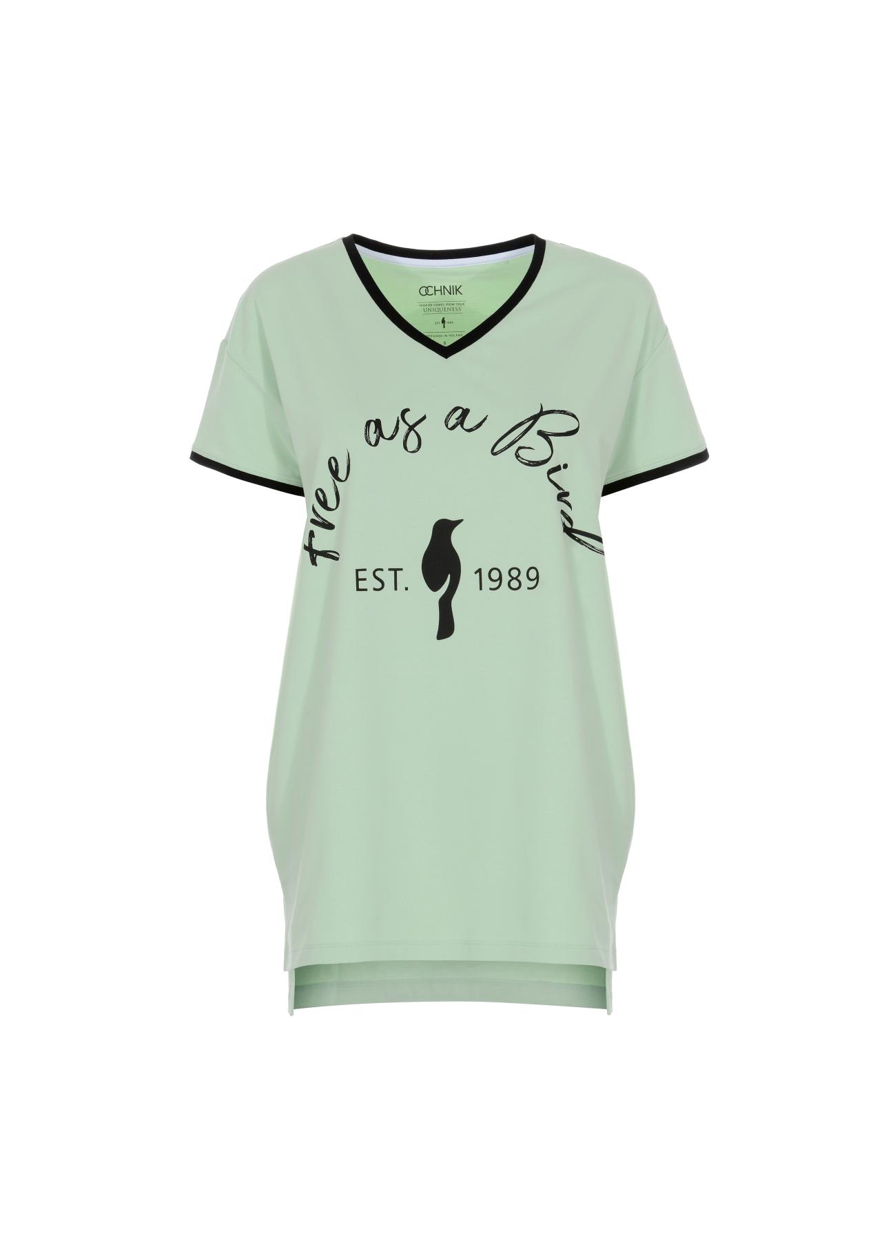 Pistachio V-neck T-shirt for women TSHDT-0065-50(W21)-02