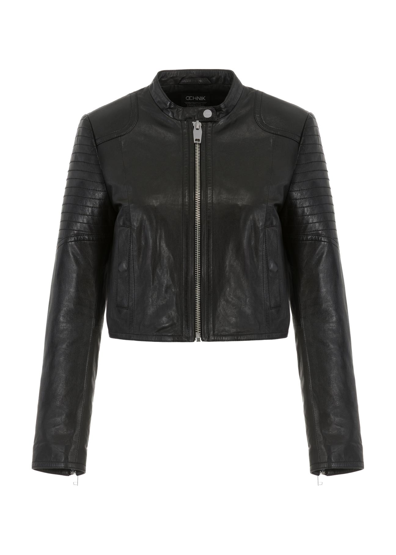 Women's black leather jacket KURDS-0321A-1293(W24)-05