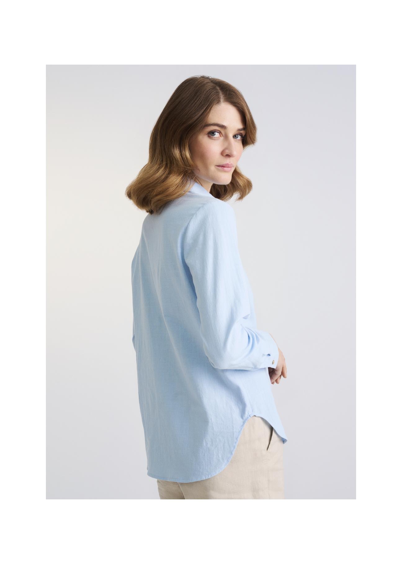 Blue cotton shirt for women KOSDT-0092-62(W22)-07