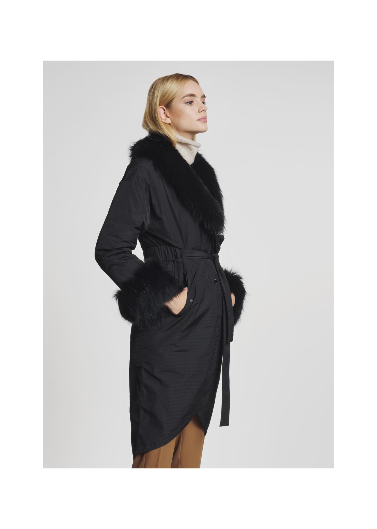 Women's long winter jacket with belt KURDT-0155-99(Z21)-04