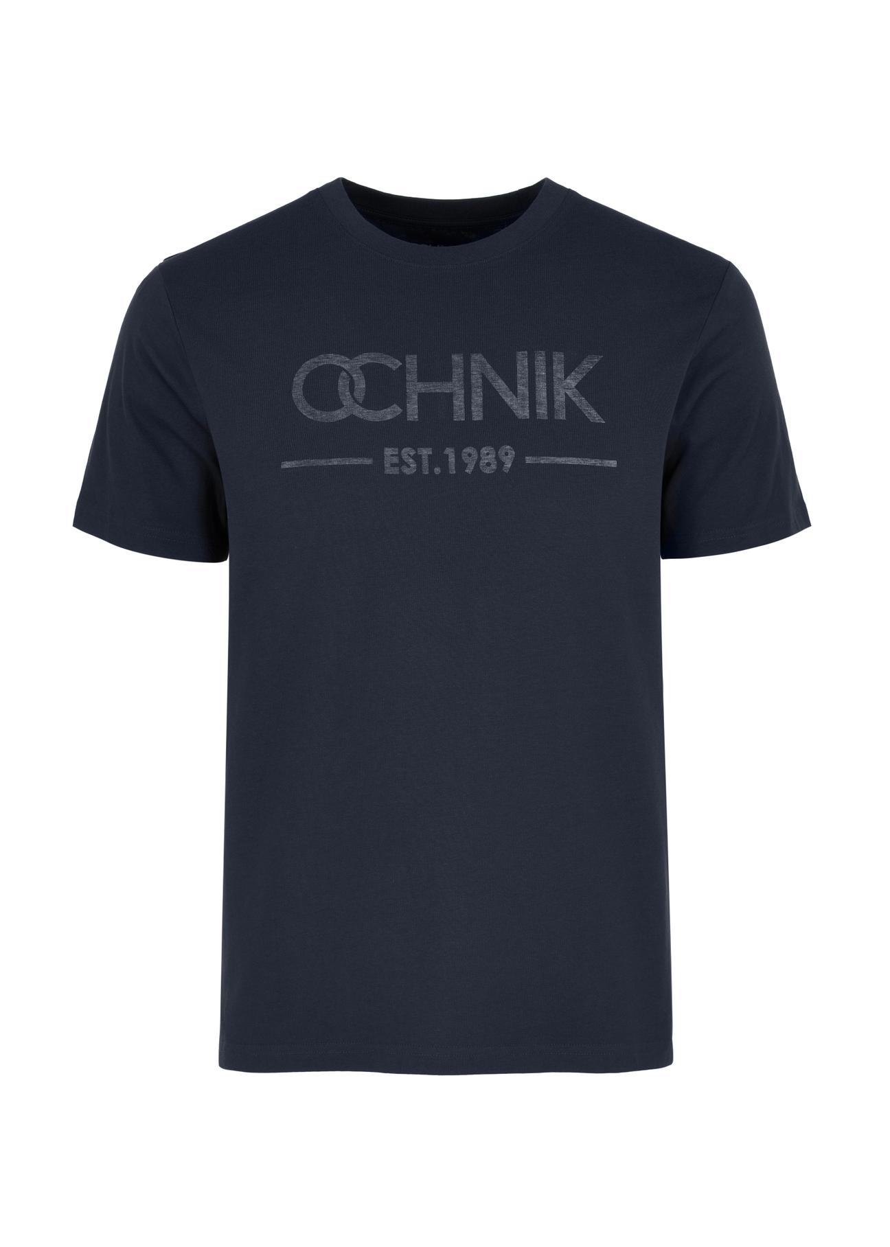 Men's navy blue T-shirt with logo TSHMT-0095-68(W24)-04