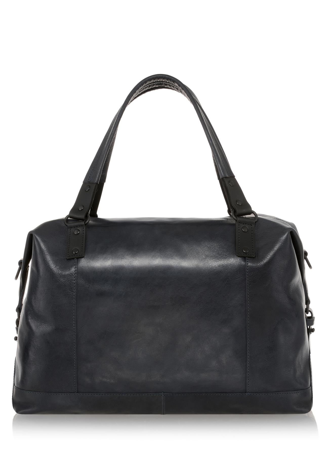 Men's navy blue leather bag TORMS-0103-69(W23)-04