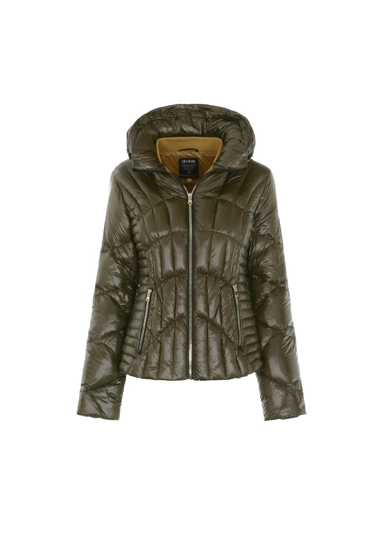 Women's quilted olive jacket KURDT-0320-54(Z21)-04