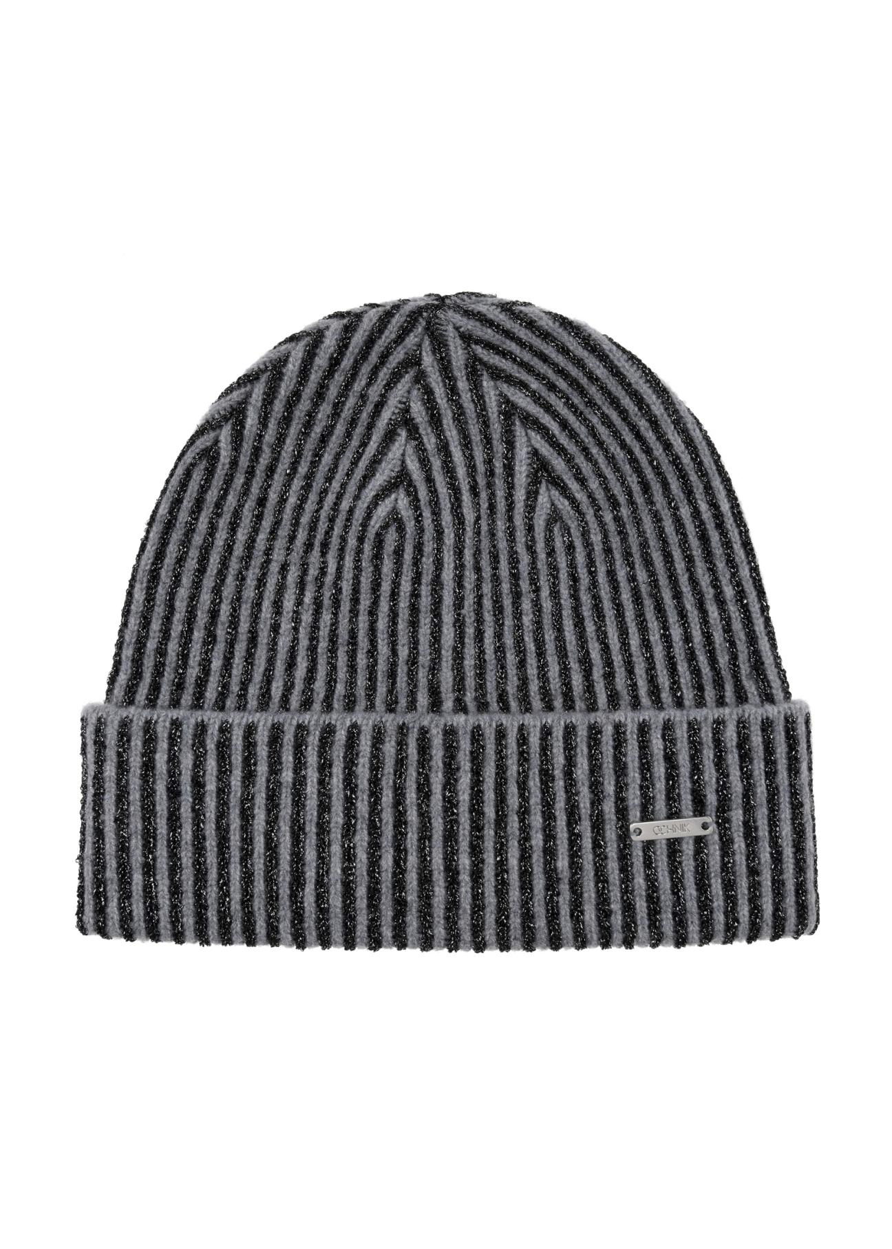 Women's grey and black winter hat CZADT-0171-95(Z23)-02