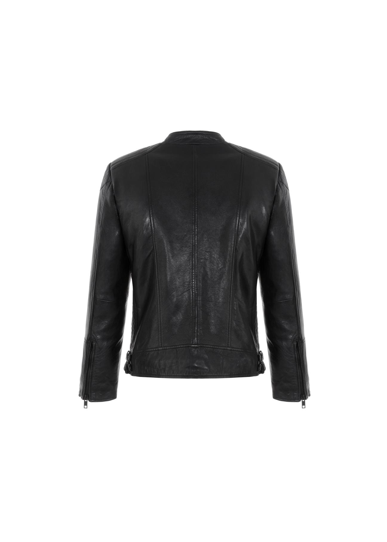 Men's leather jacket with a delicate collar KURMS-0246-5369(Z21)-06