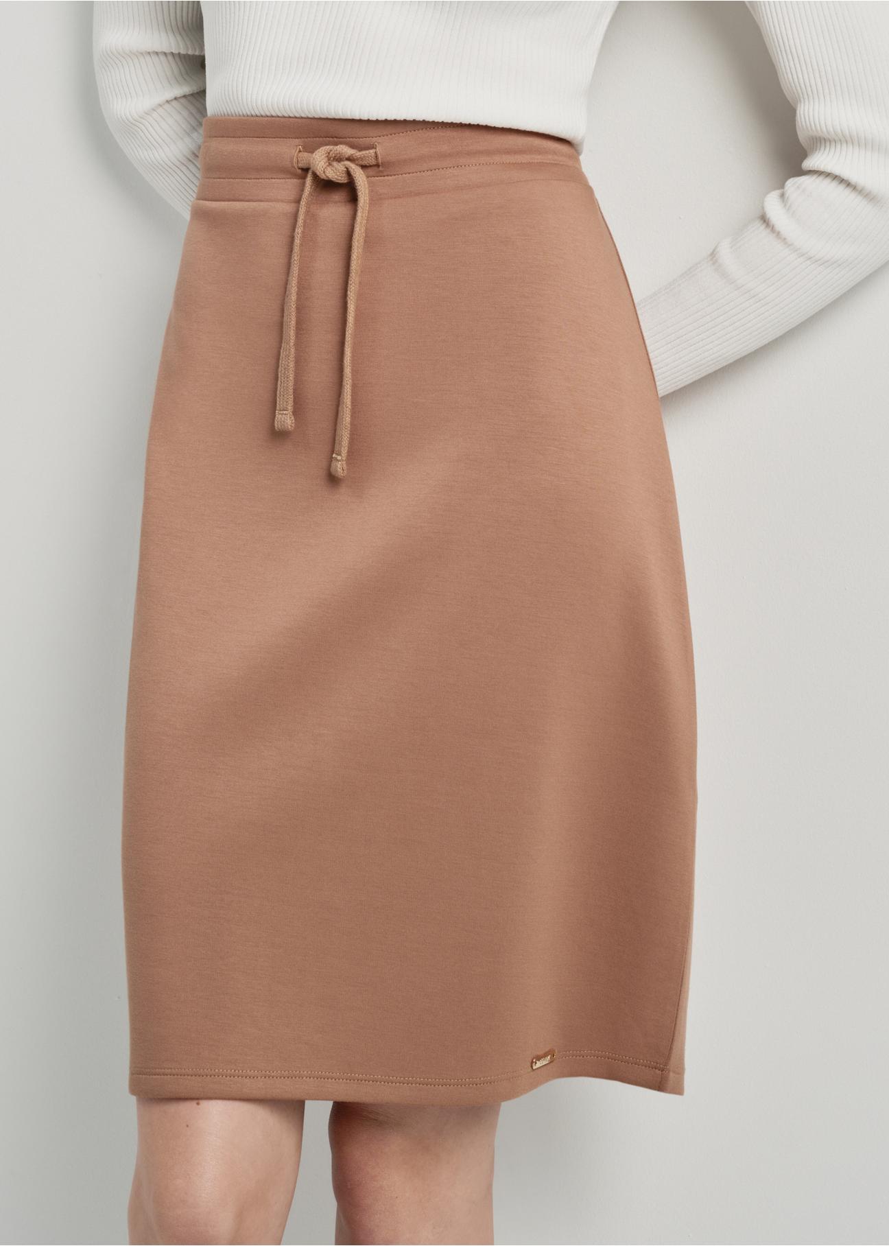 Camel pencil skirt with ties SPCDT-0059A-89(W24)-03