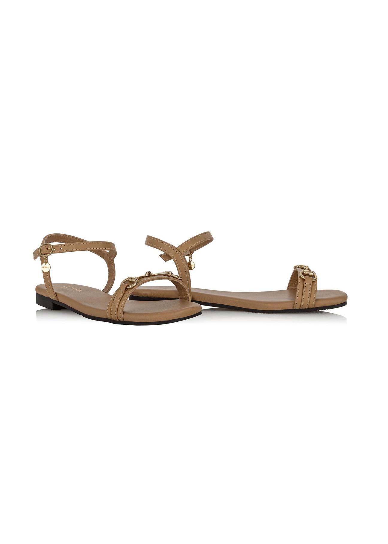 Beige leather sandals with buckle BUTYD-1056-81(W24)-02