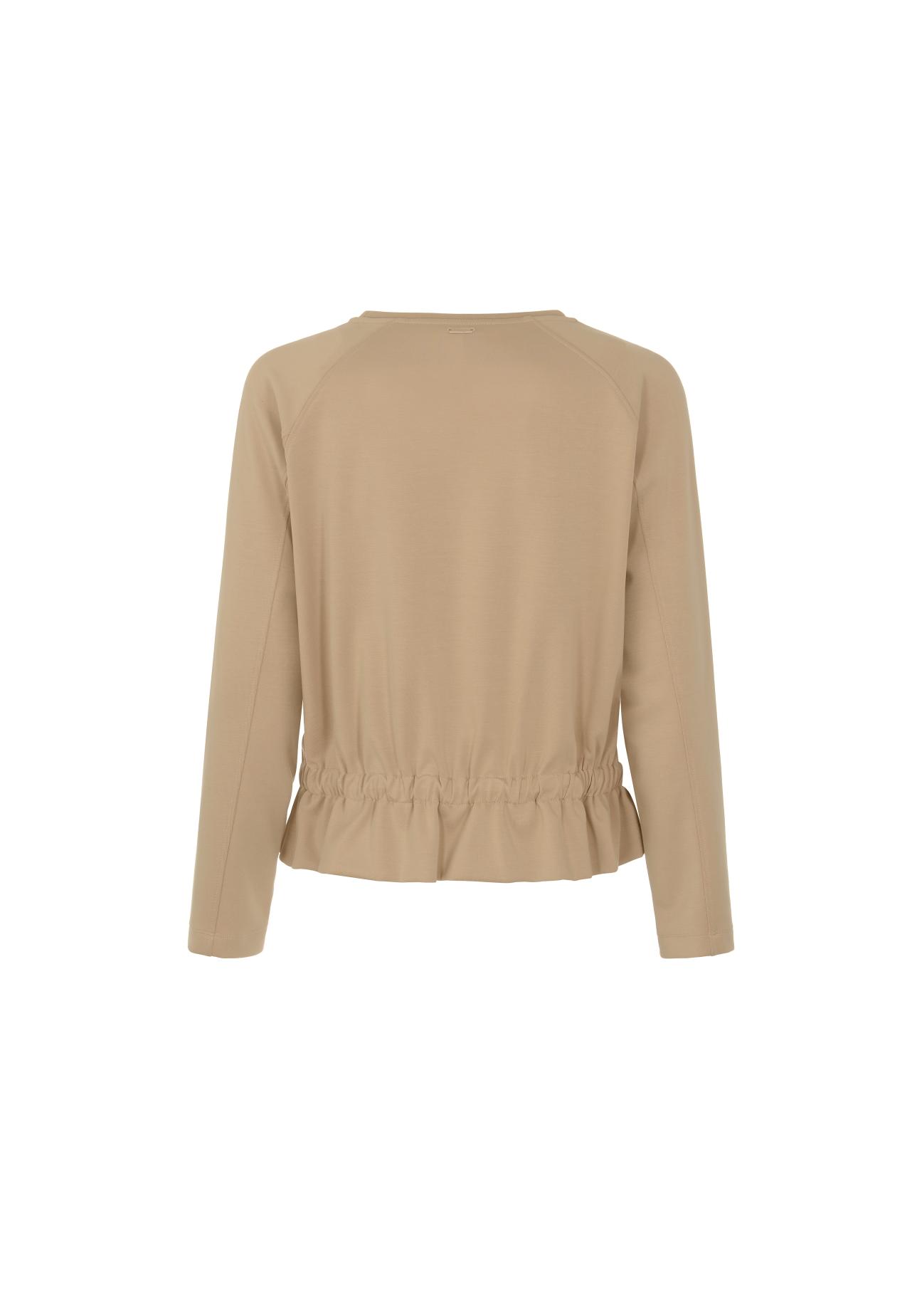 Beige women's ribbed sweatshirt BLZDT-0071-81(W22)-04