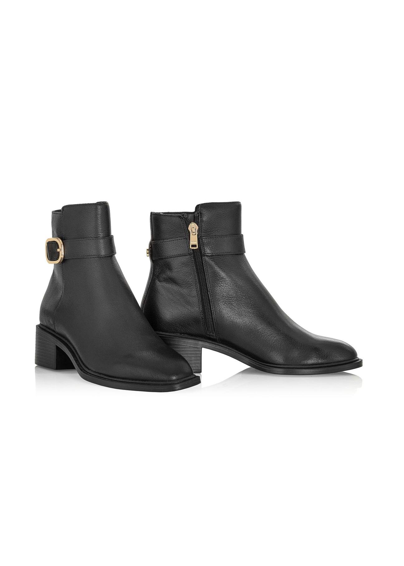 Black women's leather ankle boots  BUTYD-1127-99(Z24)-01