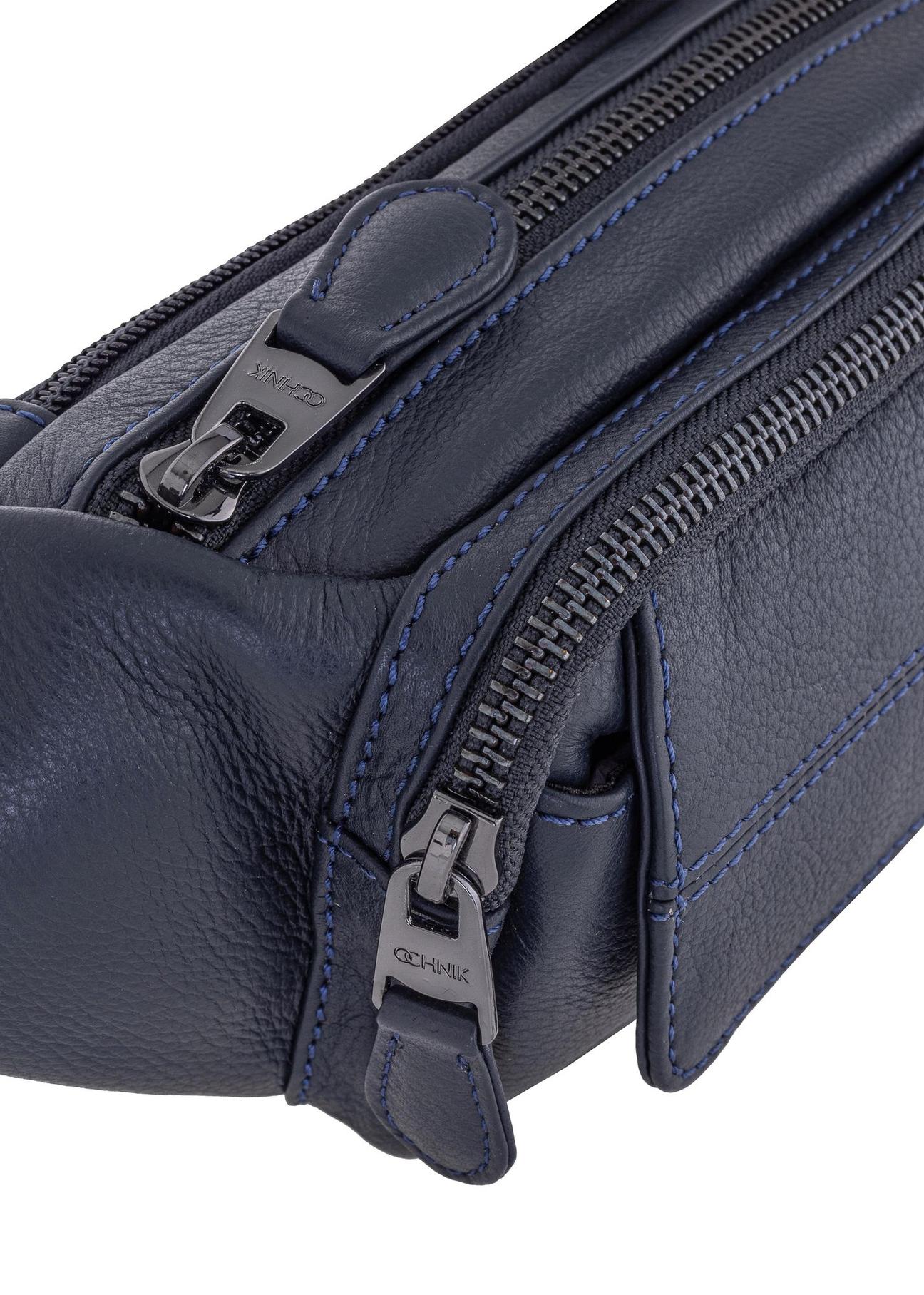 Men's navy blue leather zippered kidney TORMS-0280A-69(W24)-05