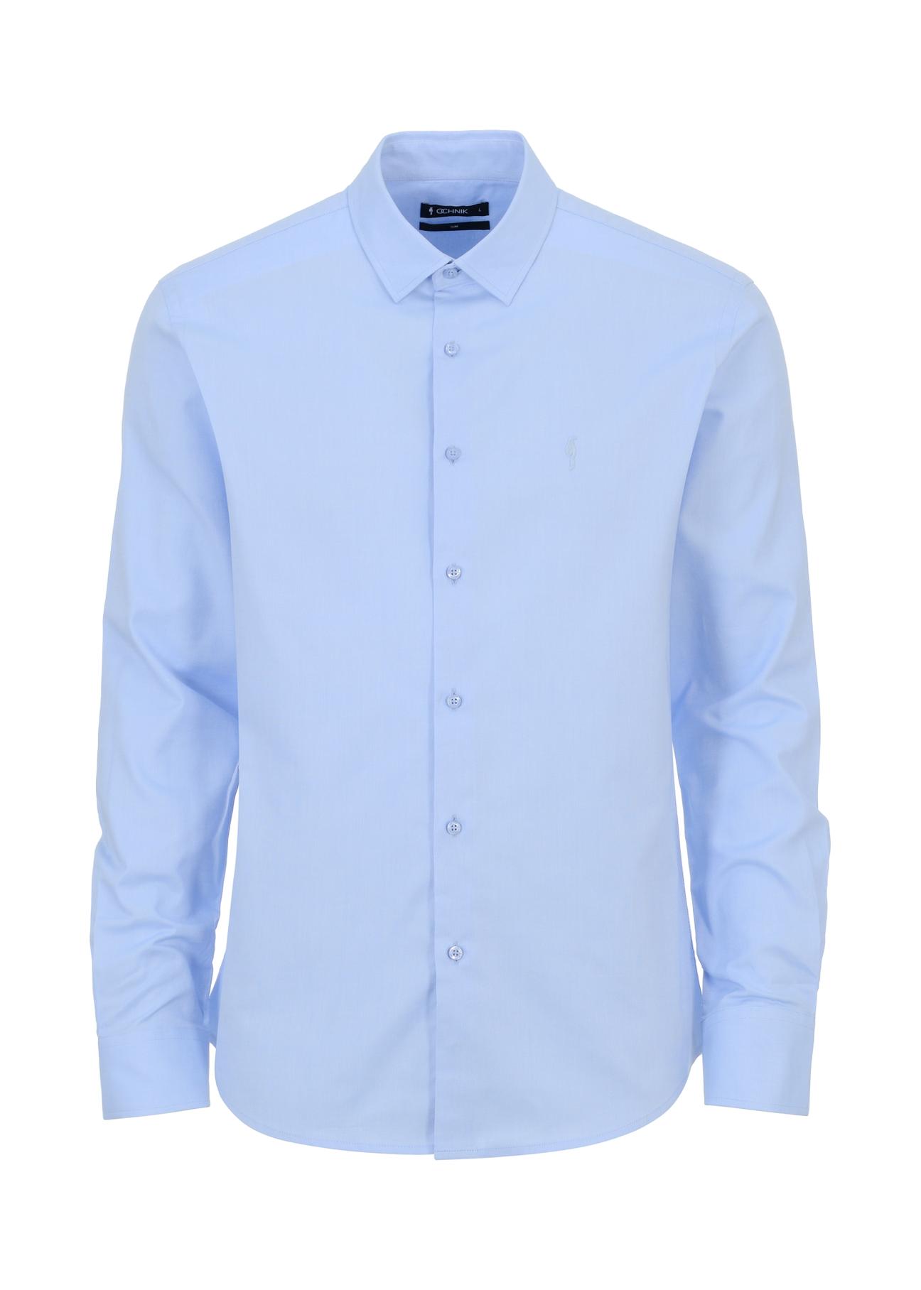 Blue slim men's shirt KOSMT-0302-61(Z24)-04