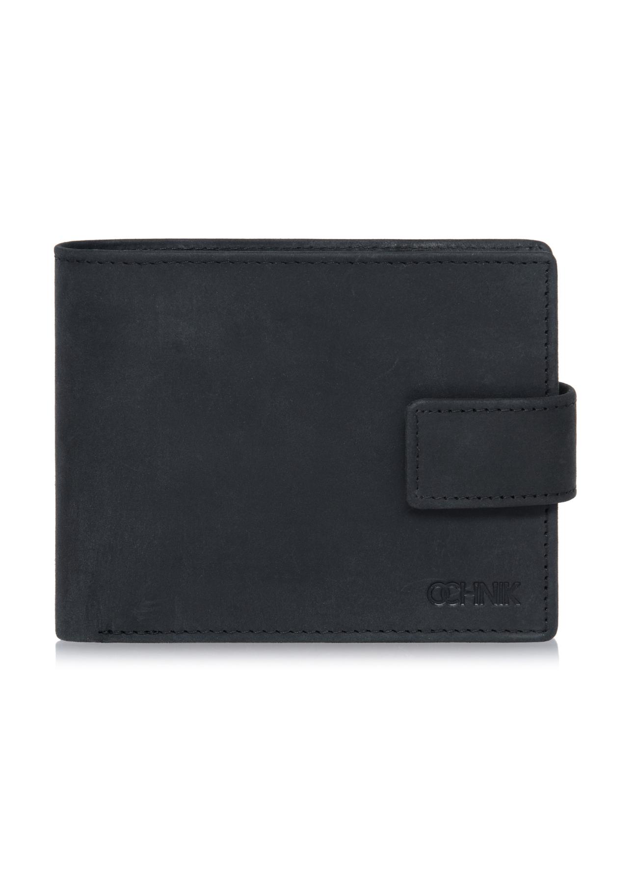 Small black leather men's wallet PORMS-0546-99(W23)-01