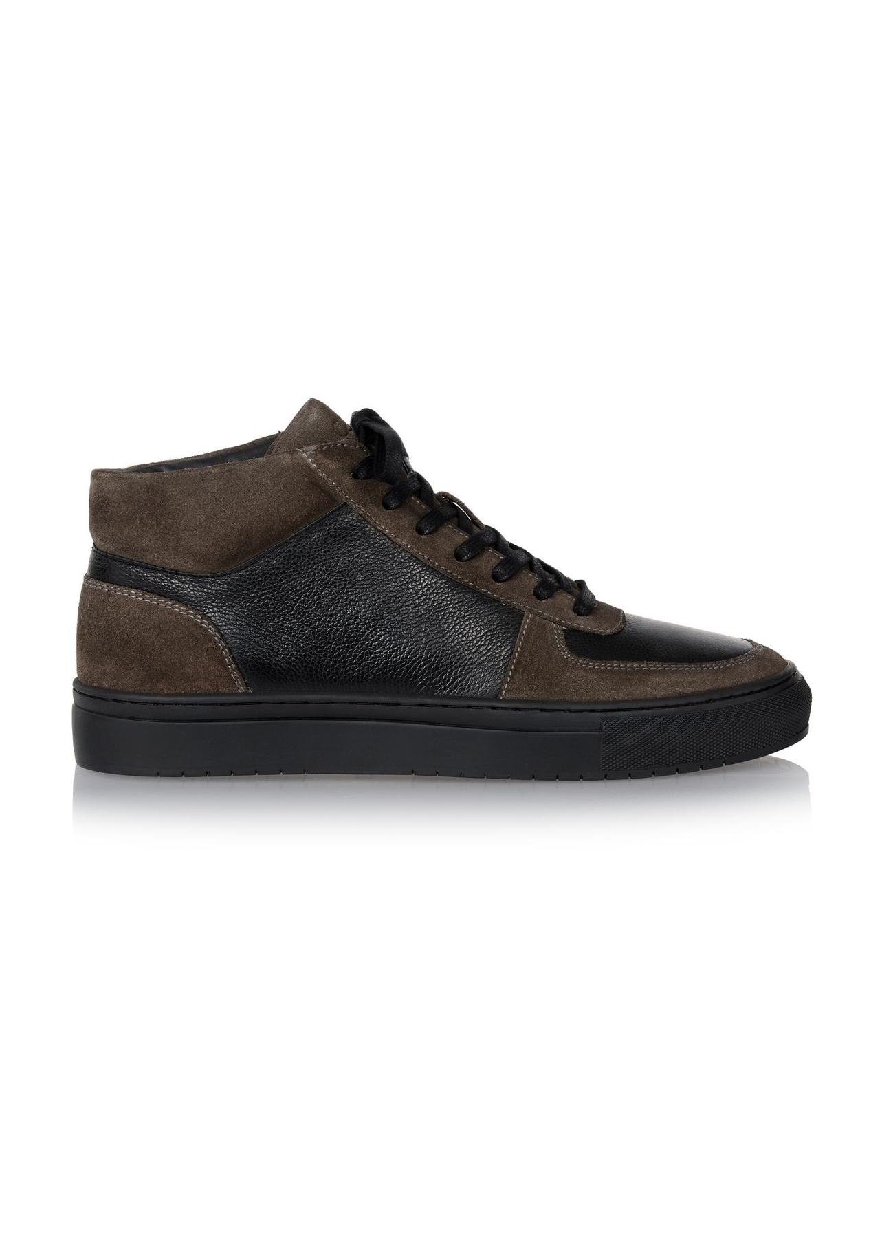 Brown leather men's sneakers BUTYM-0443-89(Z23)-01