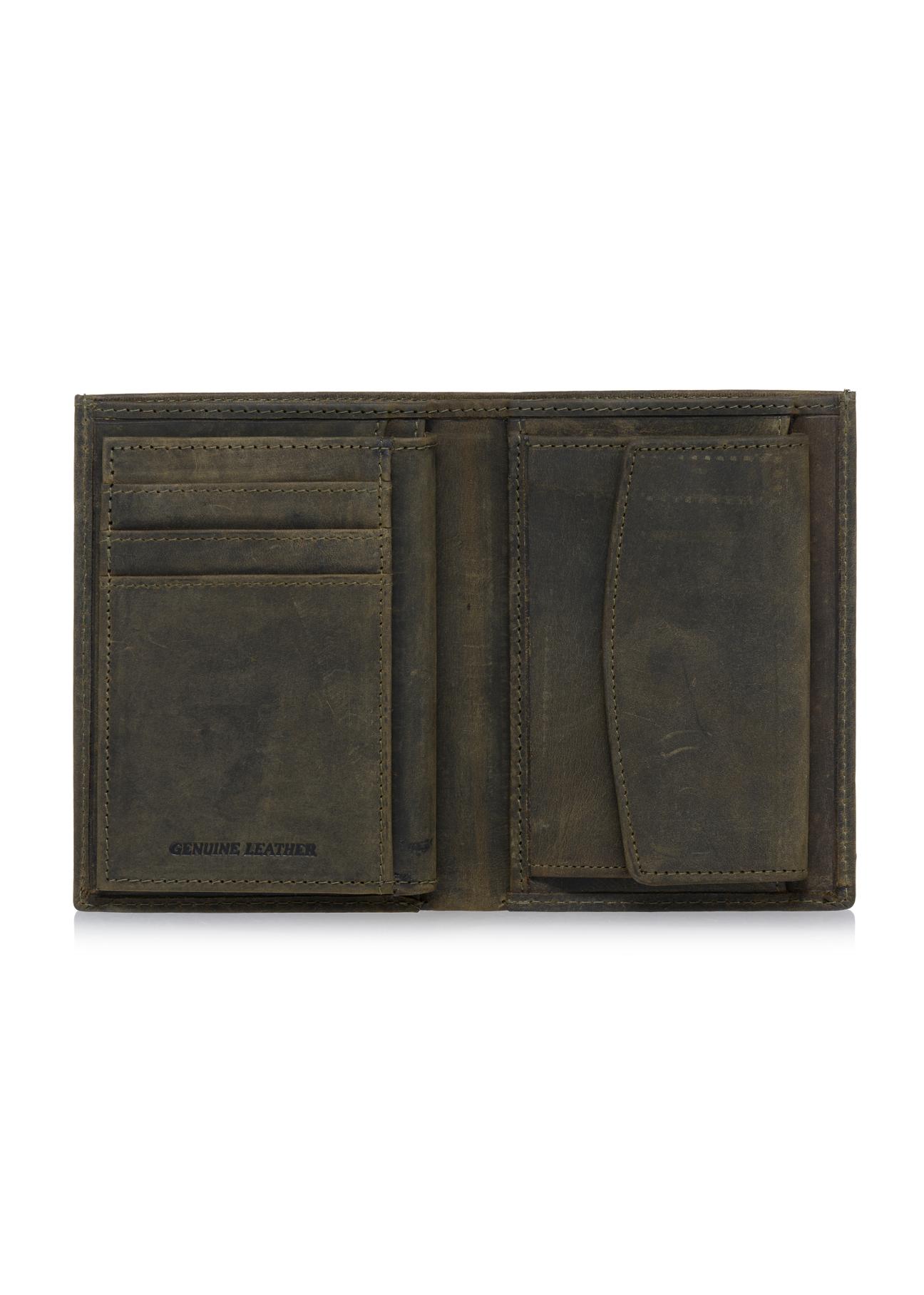 Men's khaki leather wallet PORMS-0545-54(W23)-04