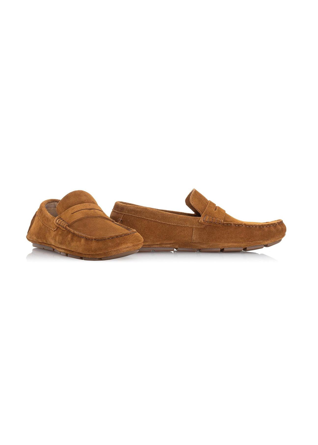 Brown leather men's moccasins BUTYM-0429-83(W23)-02