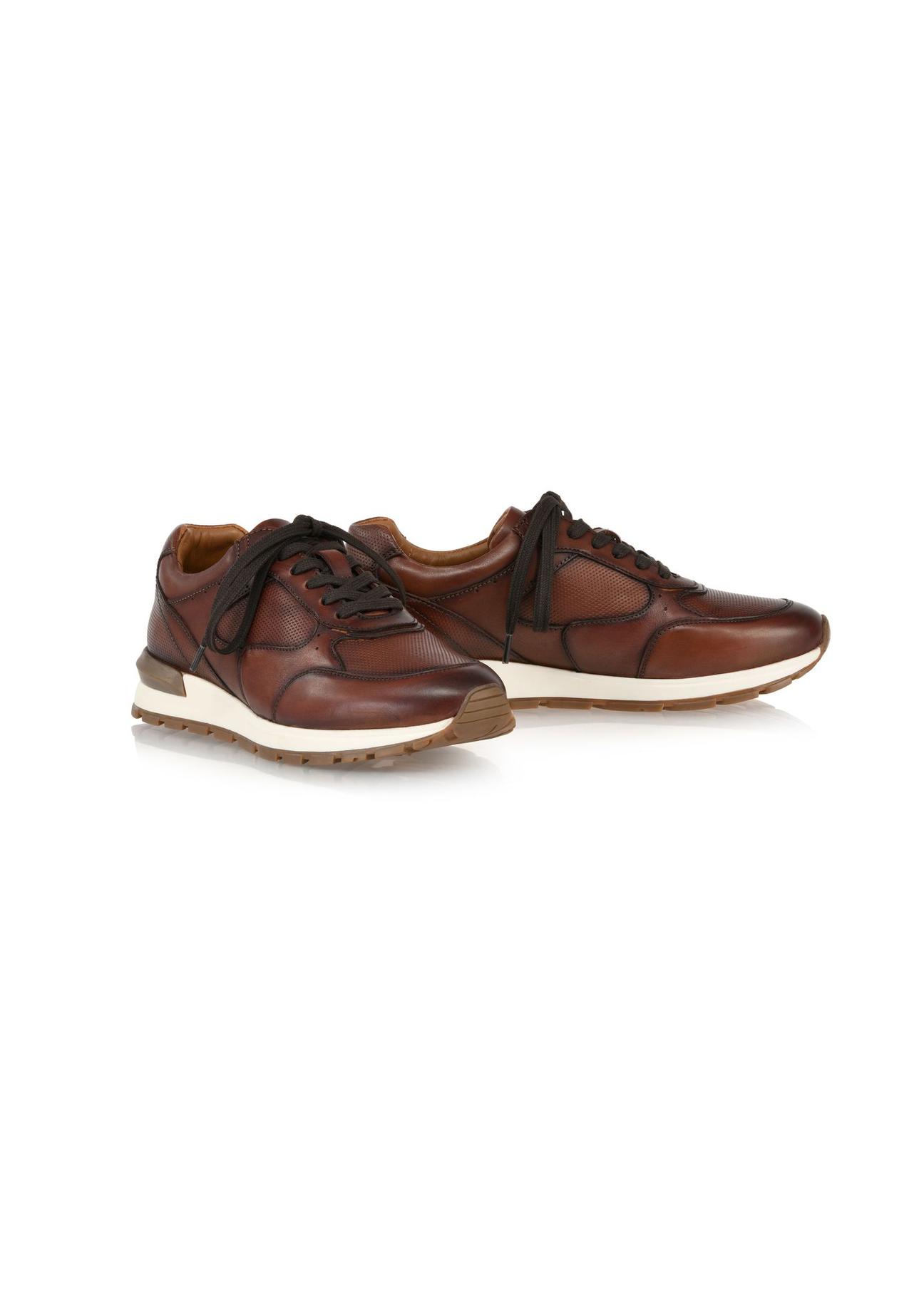 Brown leather men's sneakers BUTYM-0480-88(Z24)-02