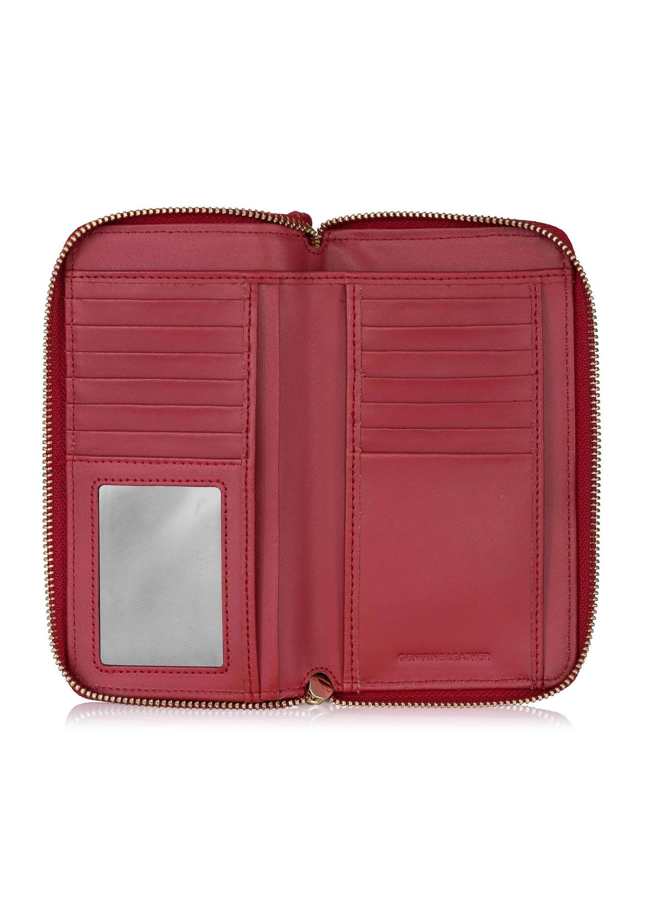 Red leather women's belt wallet PORES-0897-40(Z23)-04