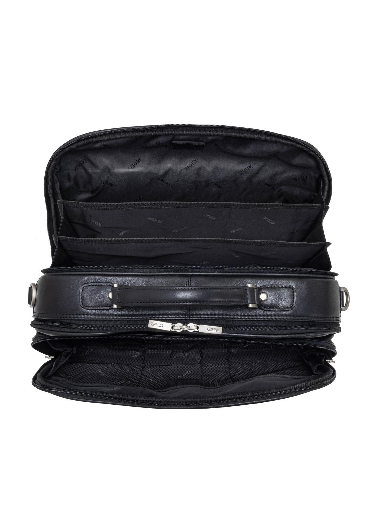 Black leather business travel bag TB-214A-99(KS)-06